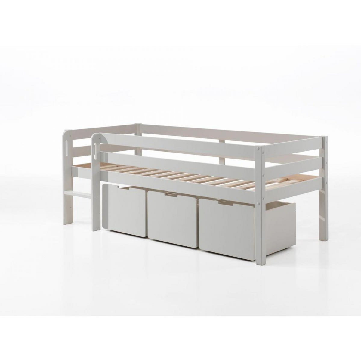 Paris Prix Pack - Lit Enfant Surélevé & 3 Tiroirs  Pino  90x200cm Blanc