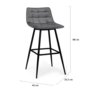 Voir la diapositive 6 : ID MARKET Lot de 4 tabourets de bar MADY en velours gris clair
