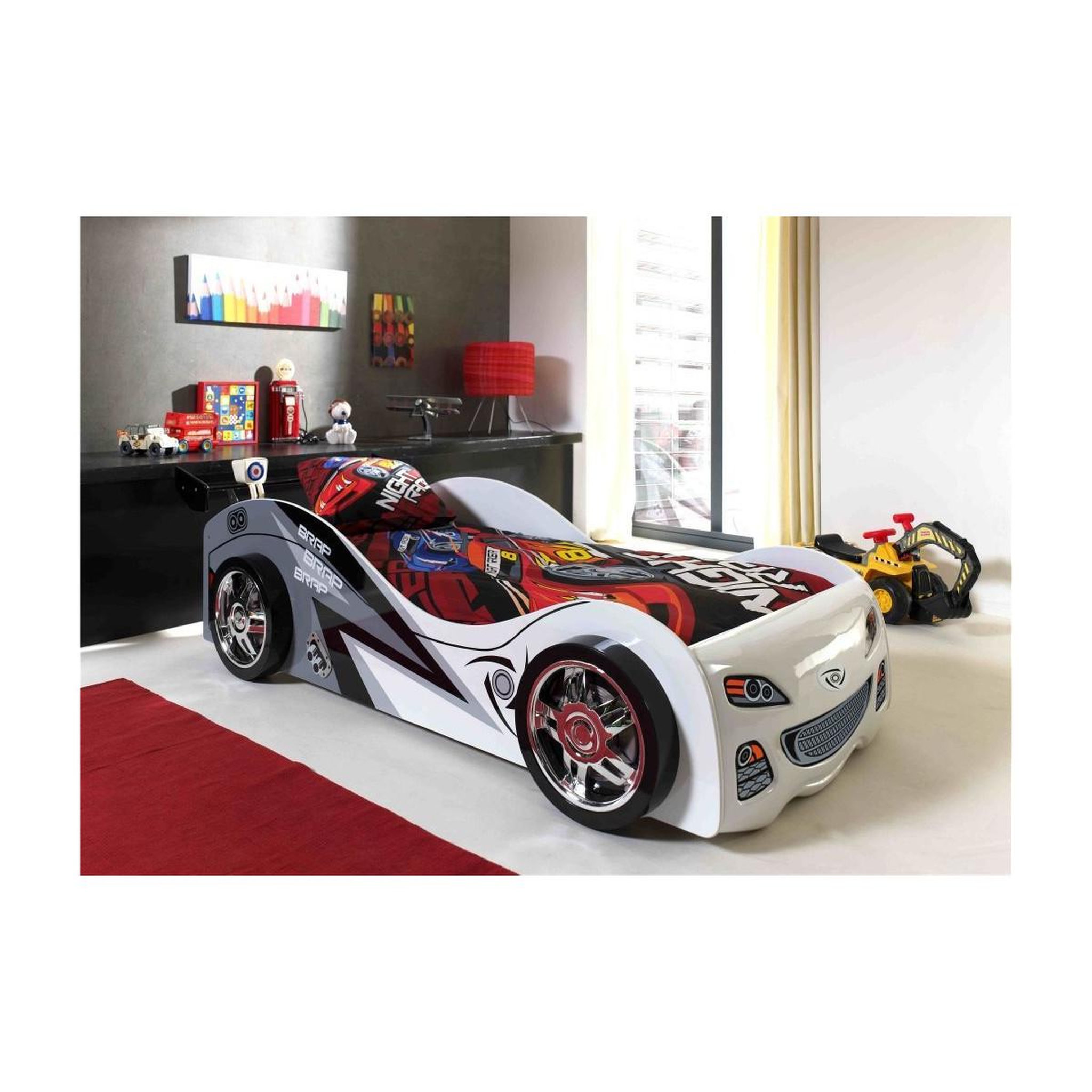 Voir la diapositive 3 : Paris Prix Pack - lit enfant & matelas  brap  90x200cm blanc