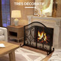 Voir la diapositive 6 : HOMCOM Pare-feu cheminée poêle style fer forgé - pare-étincelles 2 portes - dim. 105L x 40l x 80H cm - acier métal noir