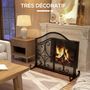 Voir la diapositive 6 : HOMCOM Pare-feu cheminée poêle style fer forgé - pare-étincelles 2 portes - dim. 105L x 40l x 80H cm - acier métal noir