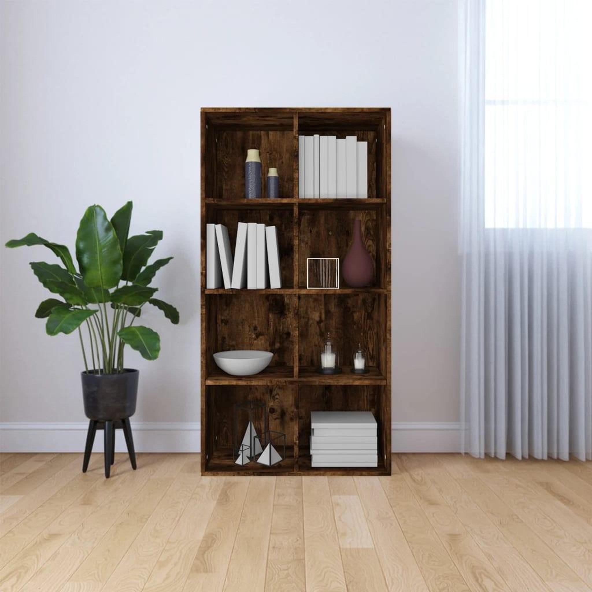 Voir la diapositive 1 : VIDAXL Bibliotheque/Buffet Chene fume 66x30x130 cm Bois d'ingenierie
