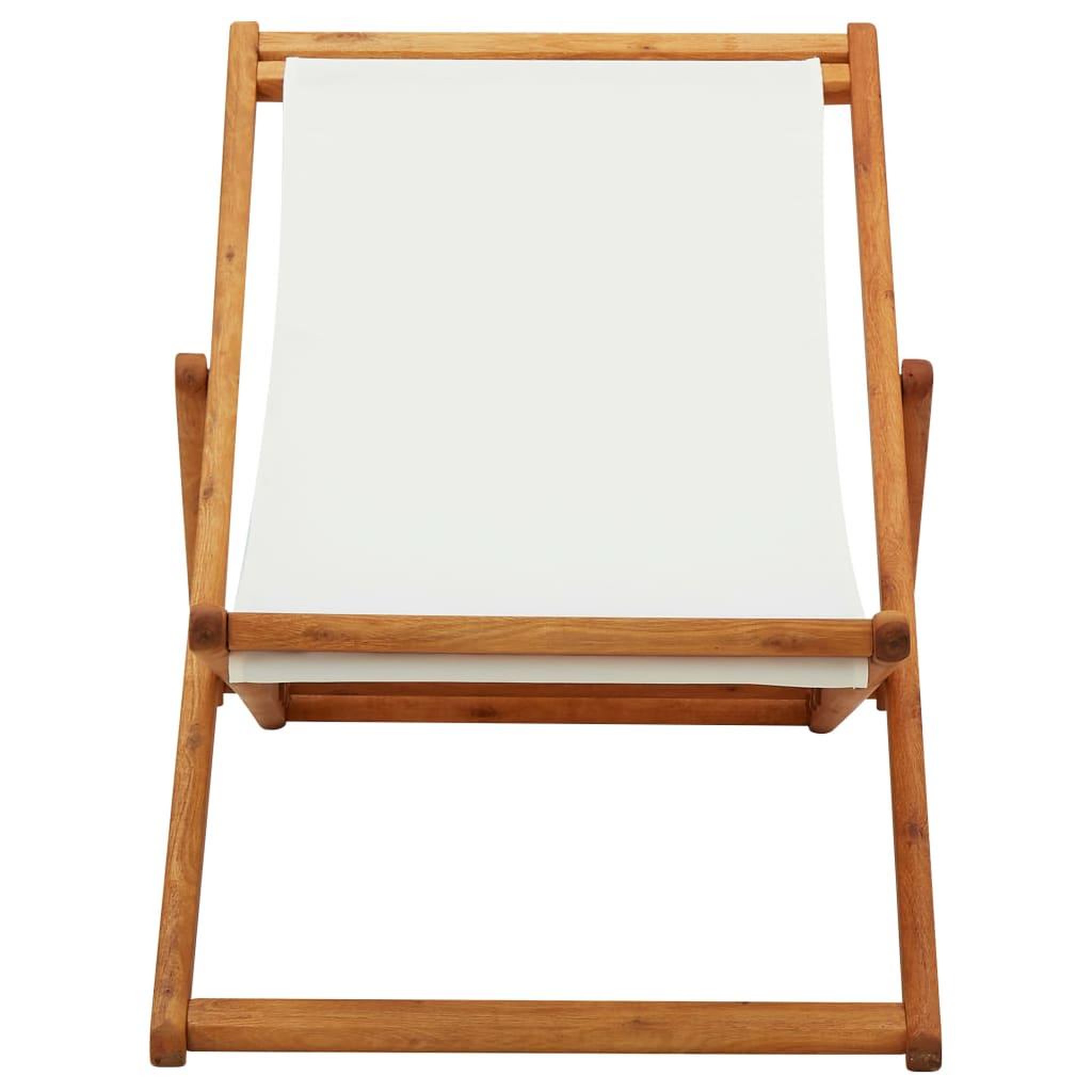 Voir la diapositive 2 : VIDAXL Chaise pliable de plage bois d'eucalyptus et tissu blanc creme