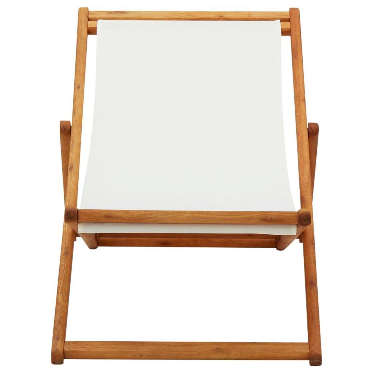 VIDAXL Chaise pliable de plage bois d'eucalyptus et tissu blanc creme