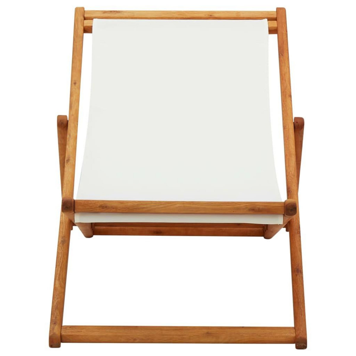 VIDAXL Chaise pliable de plage bois d'eucalyptus et tissu blanc creme