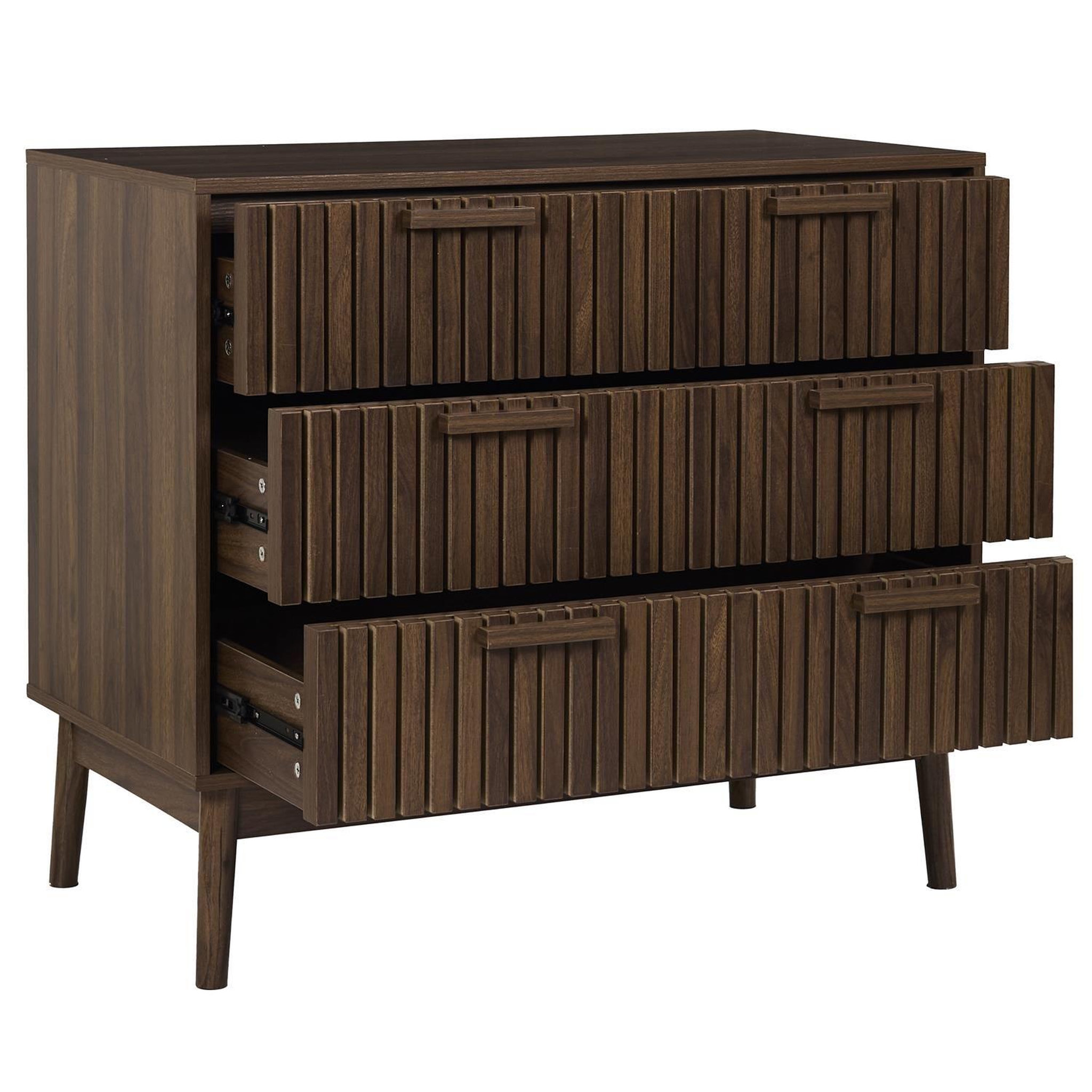 Voir la diapositive 4 : The Home Deco Factory Commode 3 tiroirs effet bois foncé saulk - marron