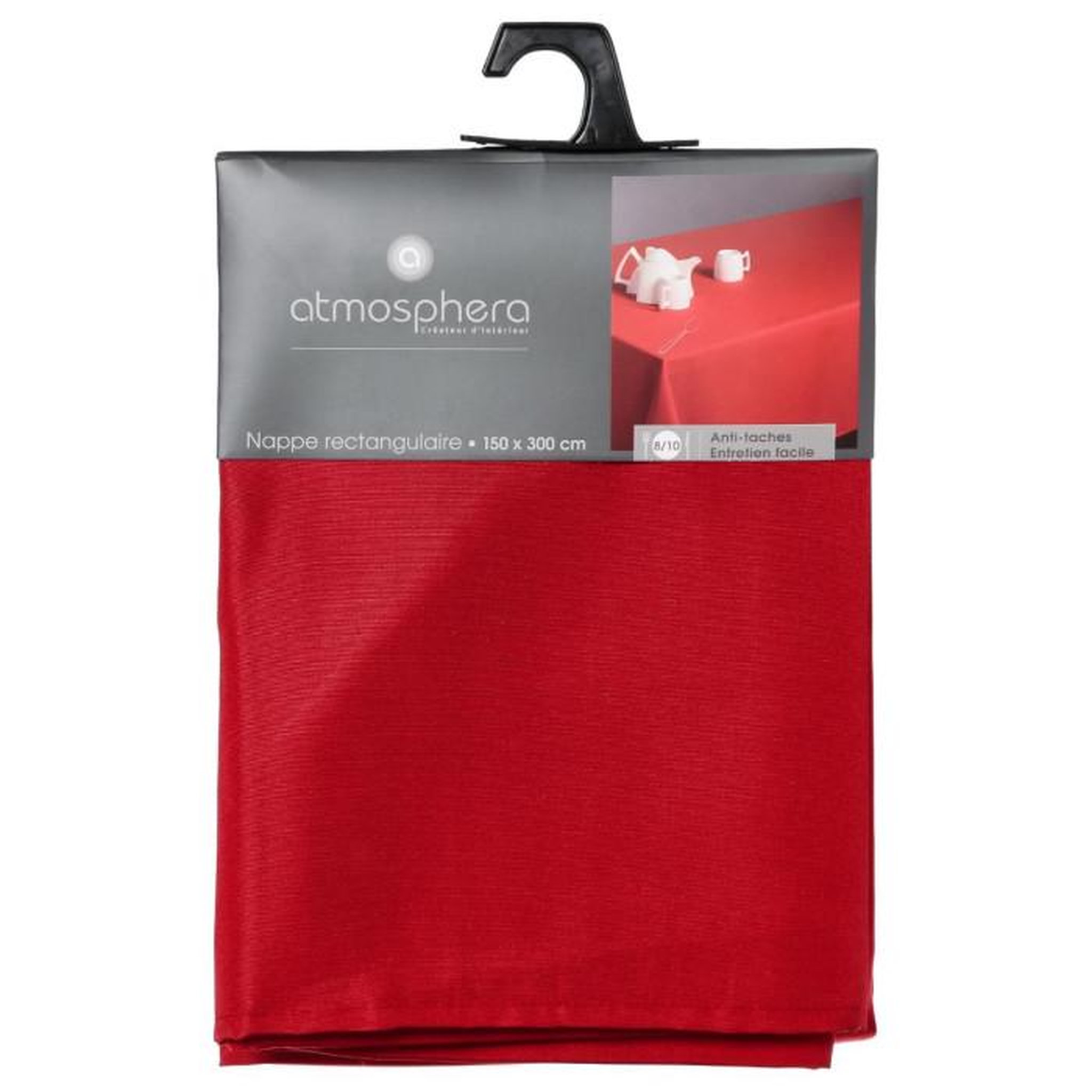Voir la diapositive 4 : ATMOSPHERA Nappe antitache  unie  150x300cm rouge