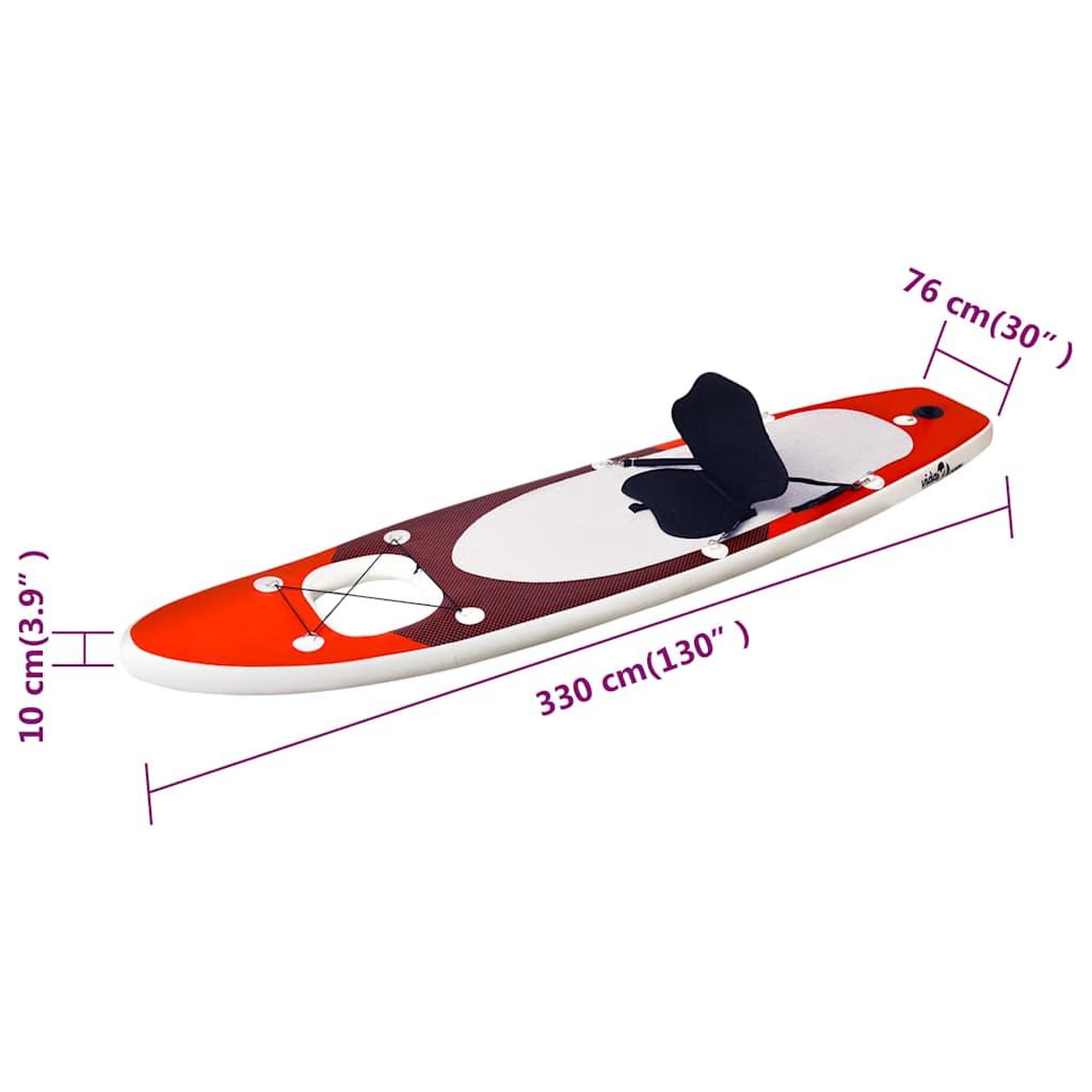 Voir la diapositive 6 : VIDAXL Ensemble de planche SUP gonflable Rouge 330x76x10 cm