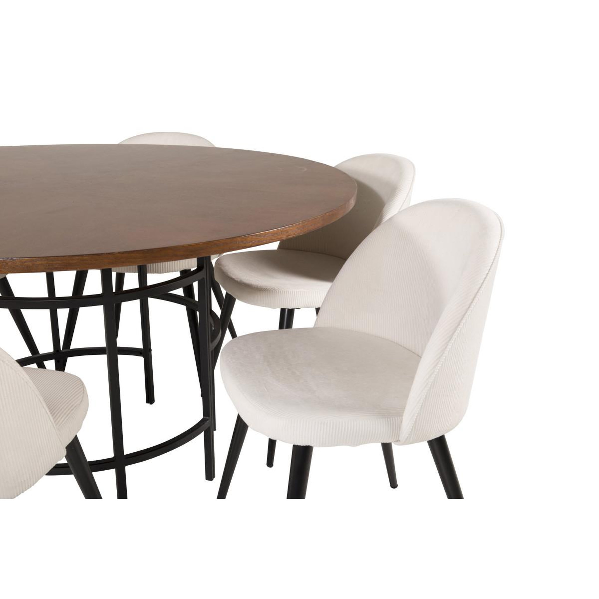 Voir la diapositive 3 : Paris Prix Ensemble table à manger & 6 chaises  copenhagen & velvet  140cm crème & marron