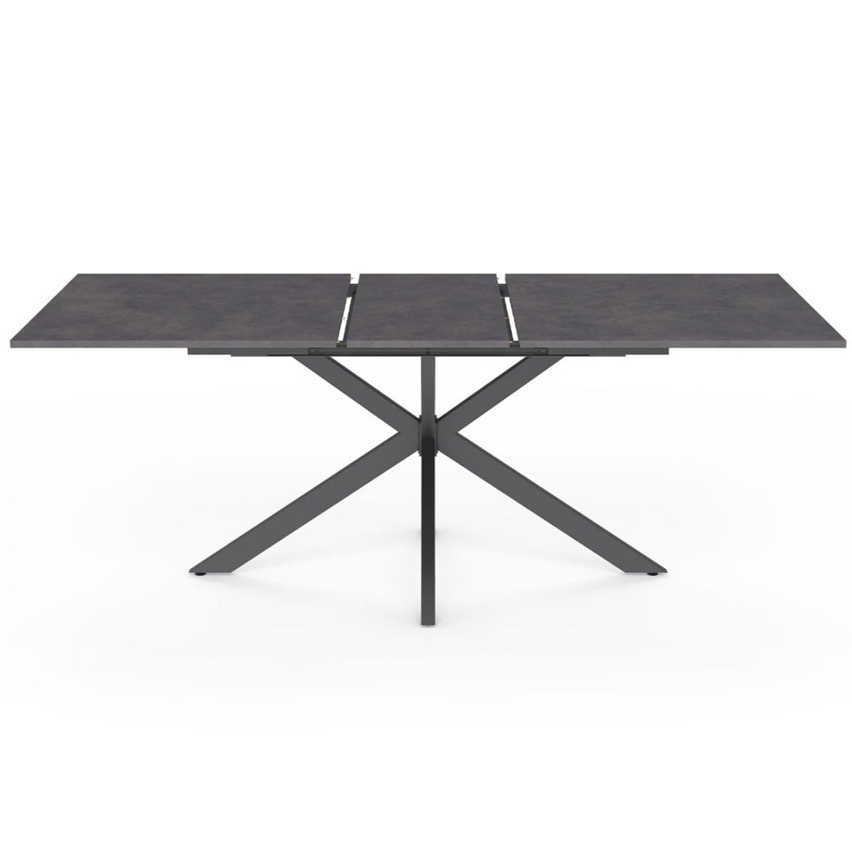 ID MARKET Table à manger extensible rectangle JASPE 6-10 personnes plateau effet béton pied araignée gris anthracite 160-200cm