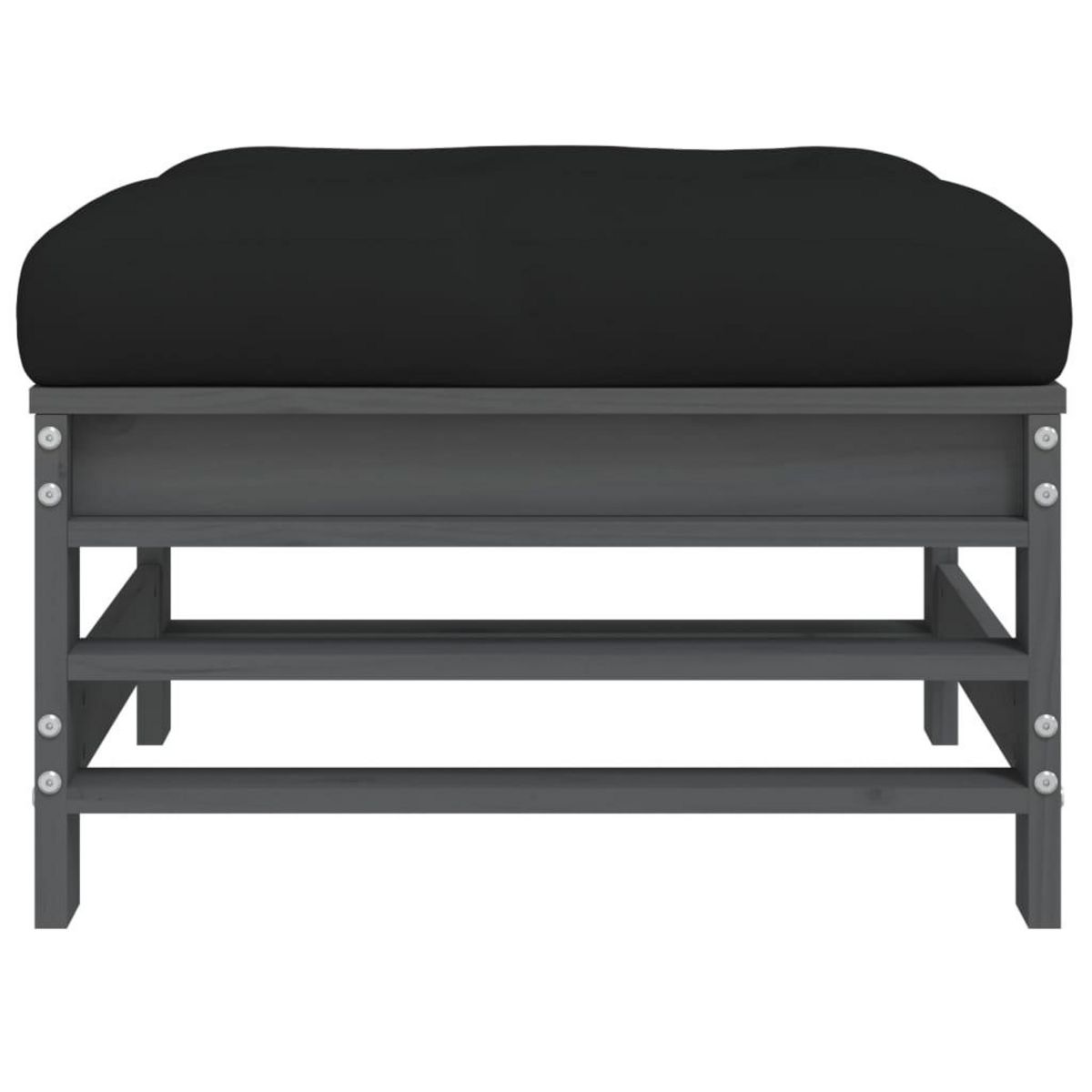 VIDAXL Repose-pied de jardin avec coussin gris bois de pin massif