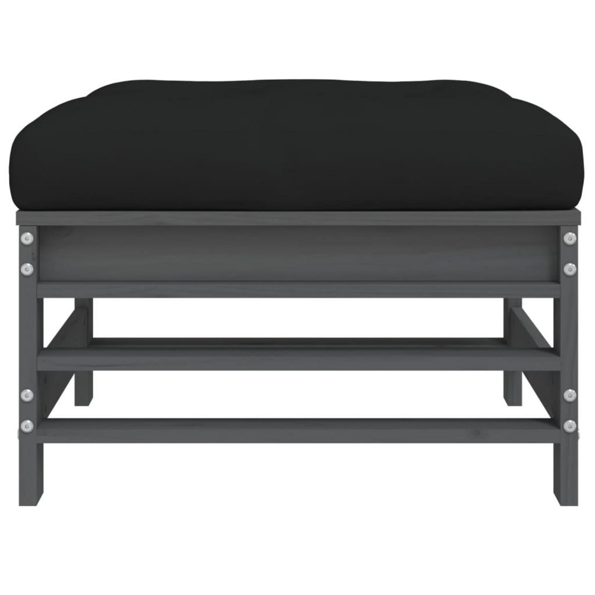 VIDAXL Repose-pied de jardin avec coussin gris bois de pin massif