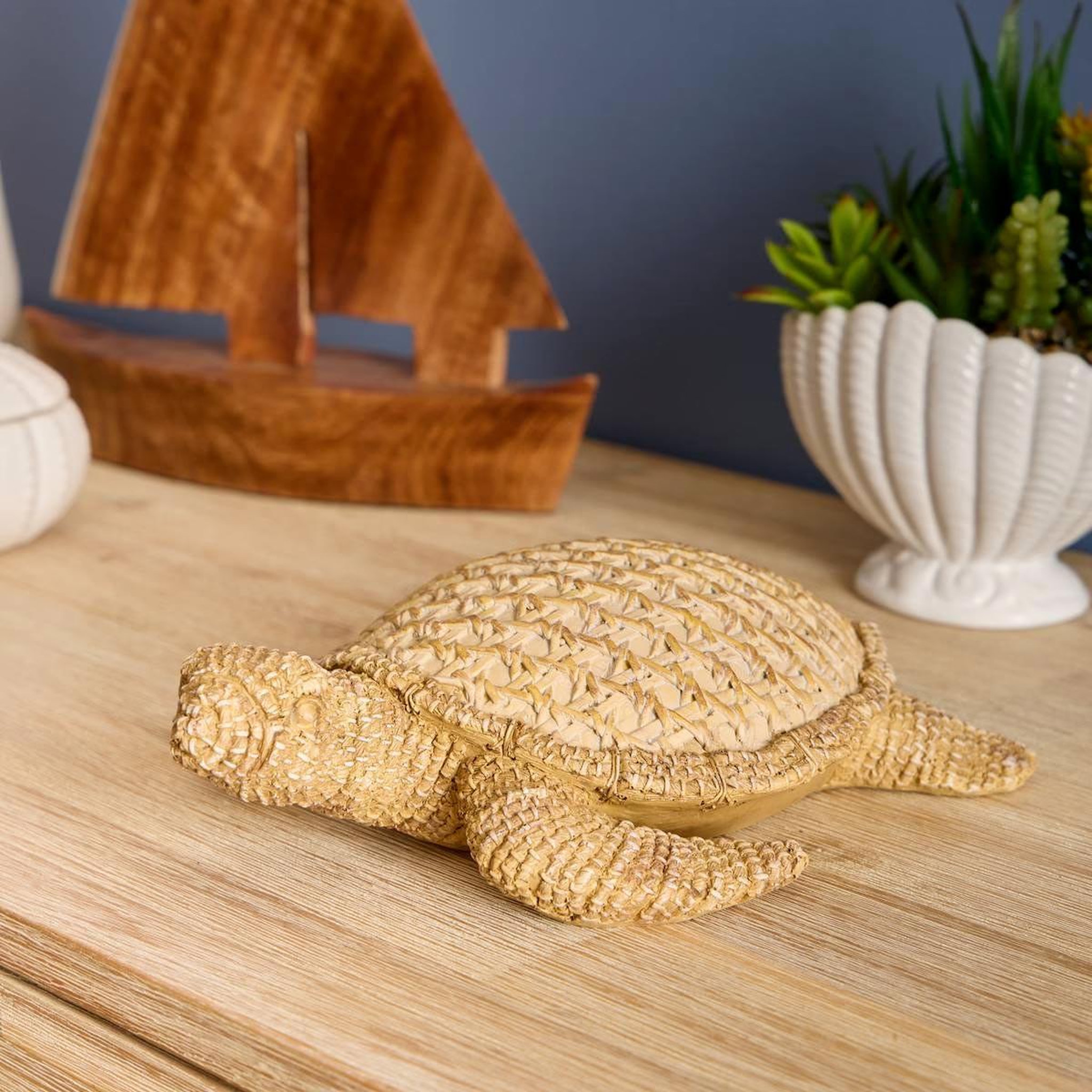 Voir la diapositive 2 : ATMOSPHERA Statuette Tortue Déco  Océa  24cm Beige
