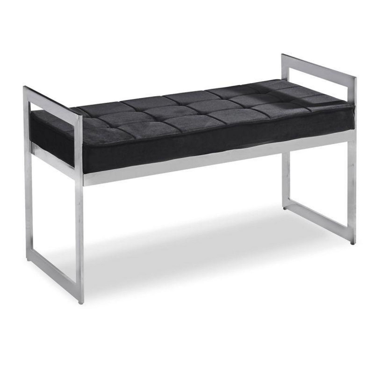 Paris Prix Banquette en Velours  Topez  94cm Noir & Argent