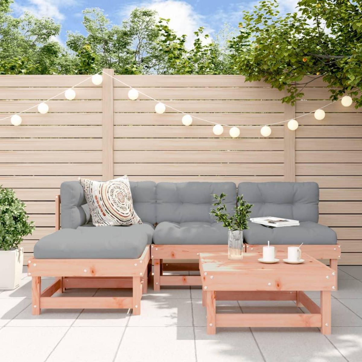 VIDAXL Salon de jardin 5 pcs avec coussins bois massif douglas