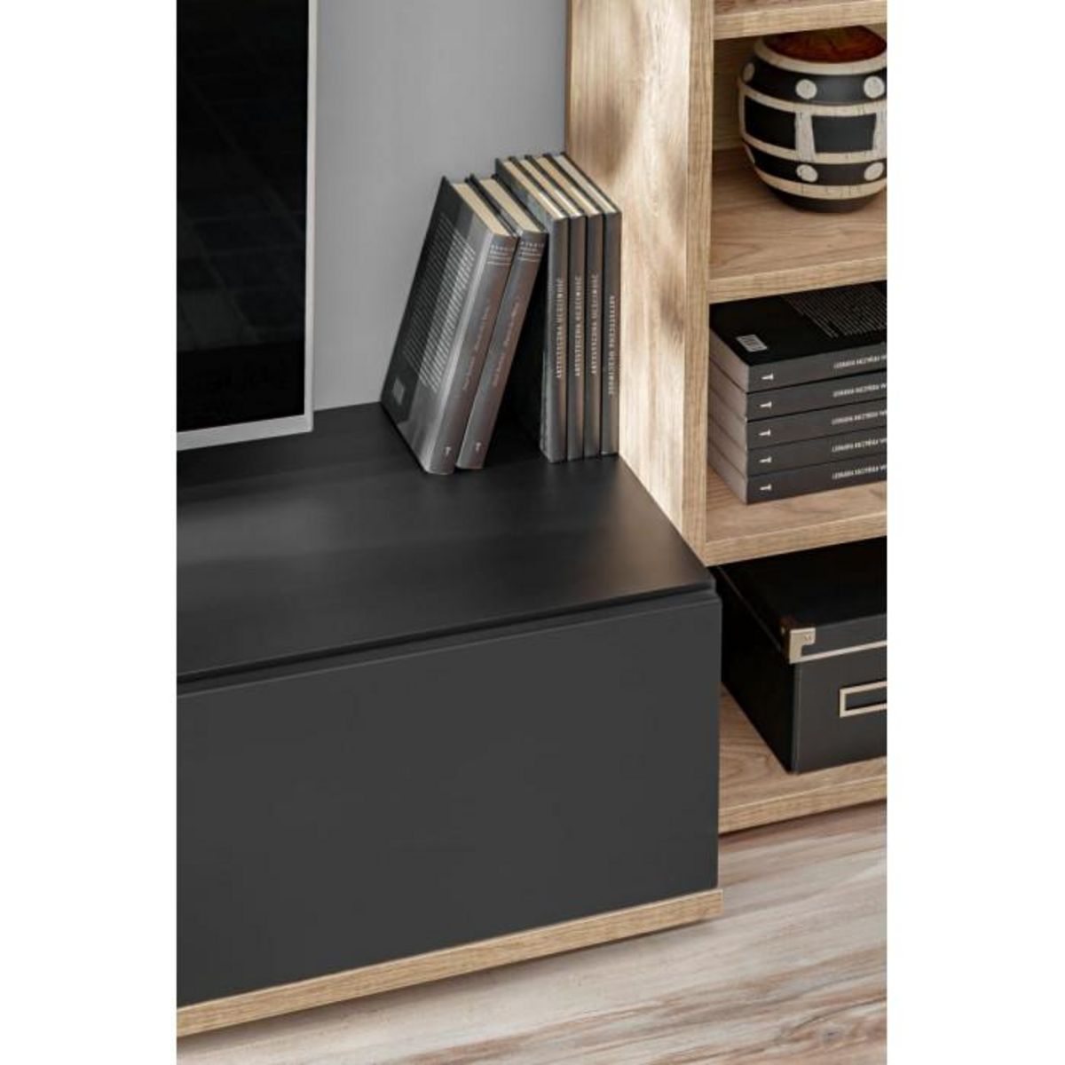 Paris Prix Ensemble Meuble TV Design  Skill  240cm Noir & Naturel