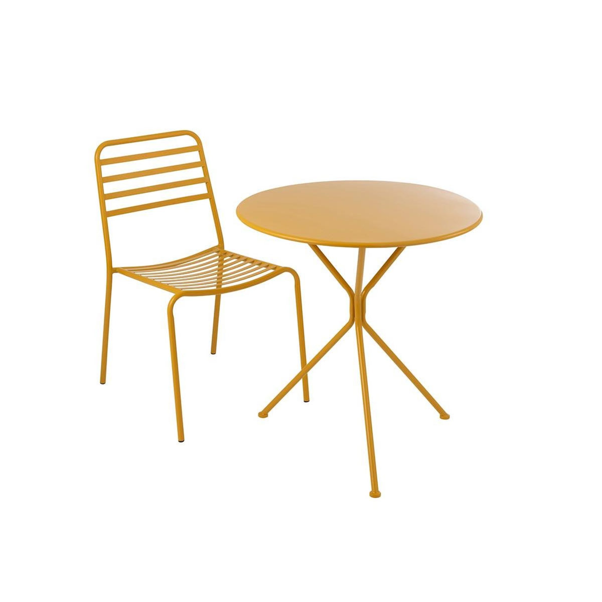 Paris Prix Table de Jardin en Métal  Tripod  72cm Ocre