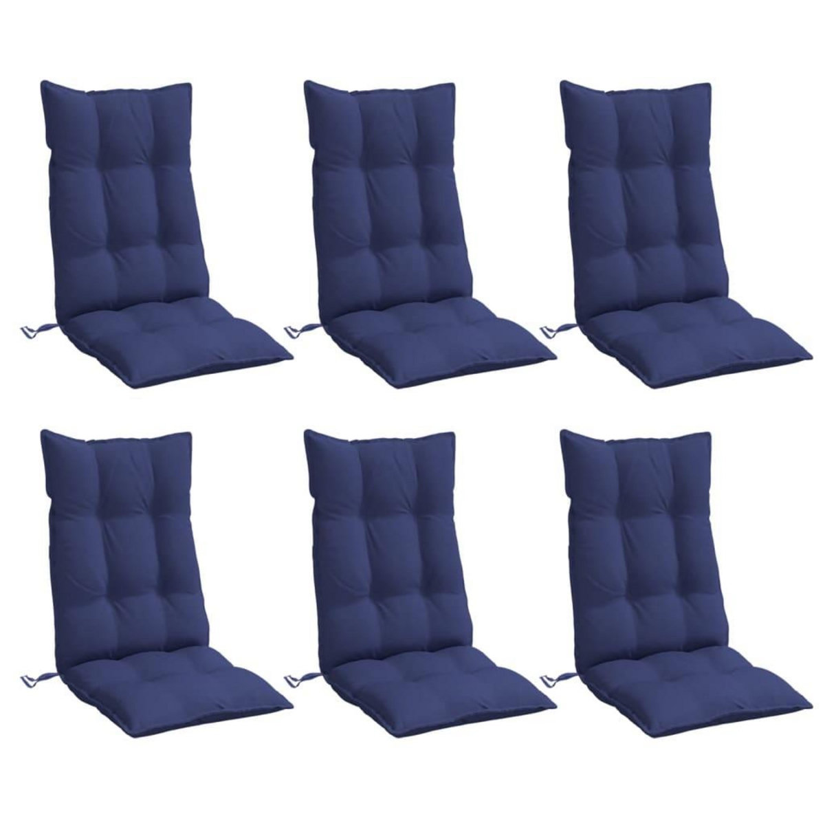 VIDAXL Coussins de chaise a dossier haut lot de 6 bleu marine