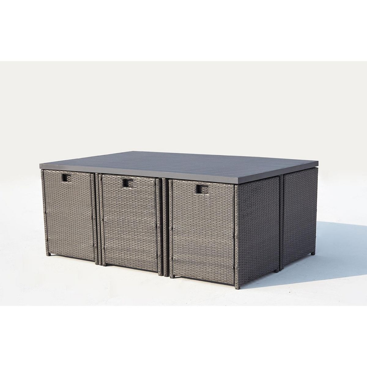 CONCEPT USINE Table et chaise 10 places encastrables alu résine gris-blanc SUNSET