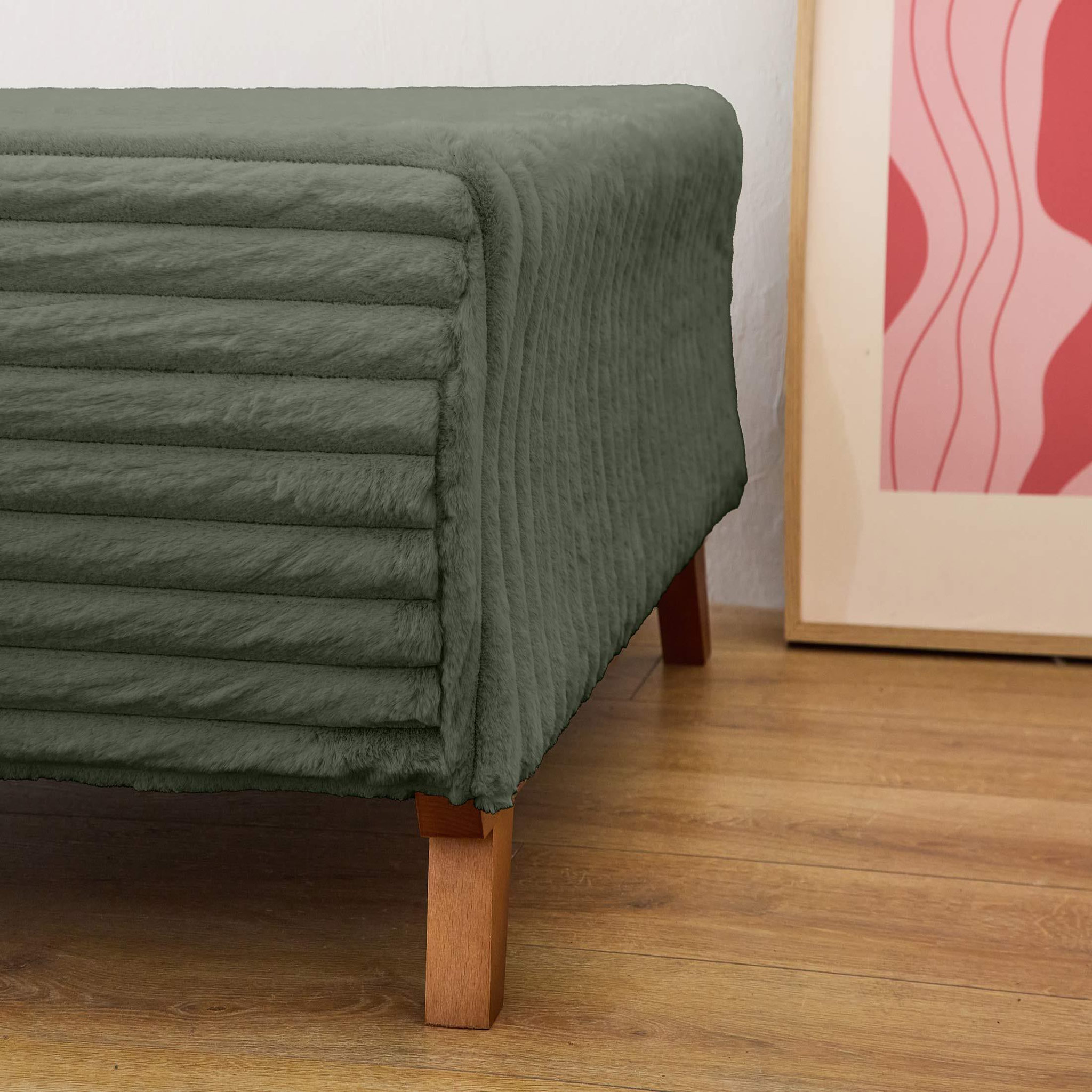 Voir la diapositive 3 : BEST MOBILIER Cristal - pouf modulable - 65 cm - en fausse fourrure côtelée