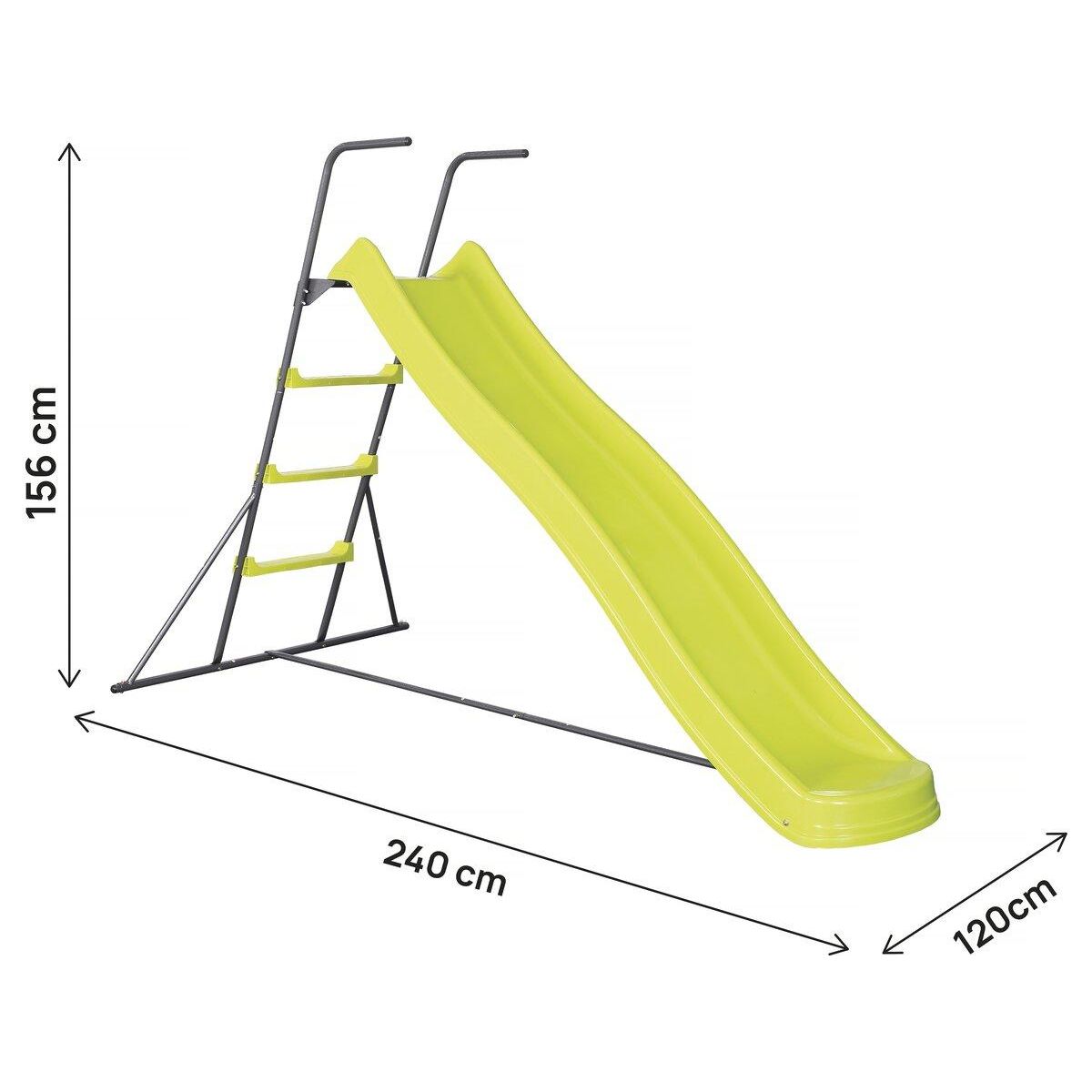 Habitat et Jardin Toboggan de jardin à double vague  Poly  en vert - 240 x 120 x 156 cm