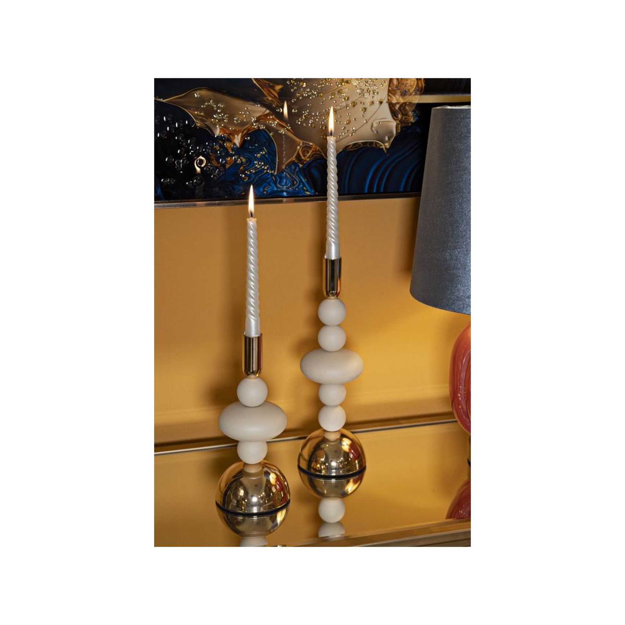 Voir la diapositive 4 : Paris Prix Lot de 2 chandeliers  galaxy  30cm crème & or