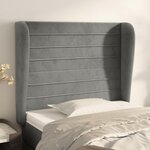 VIDAXL Tete de lit avec oreilles Gris clair 83x23x118/128 cm Velours