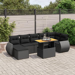 VIDAXL Salon de jardin 8 pcs avec coussins noir resine tressee