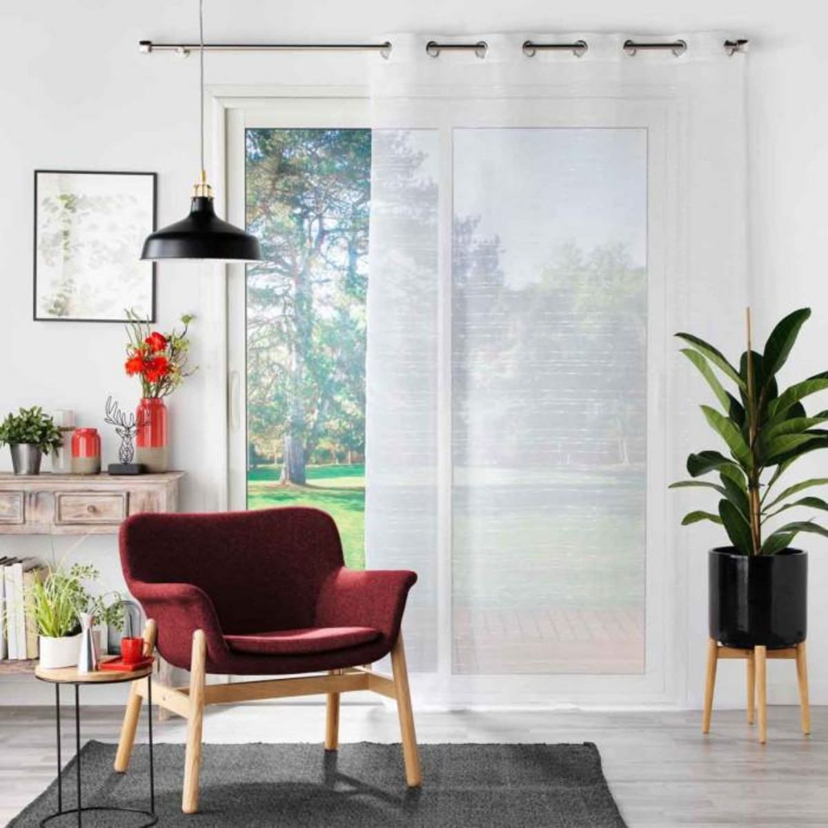 Paris Prix Rideau Voilage à Œillets  Opalia  140x240cm Blanc