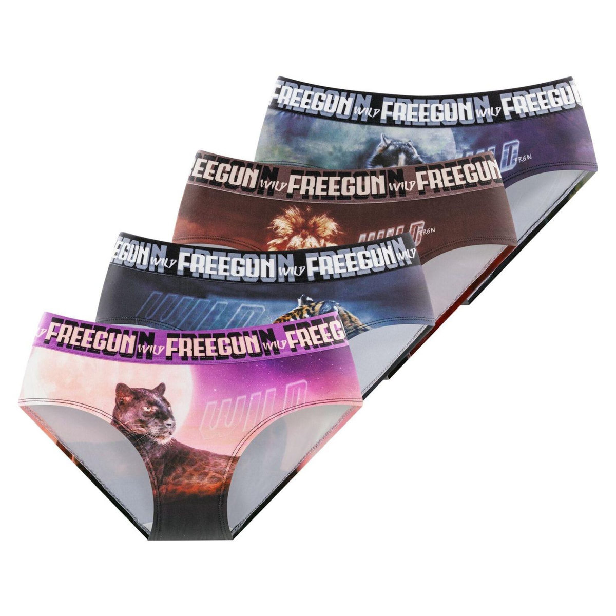 FREEGUN Lot de 4 culottes Femme Wild Animals