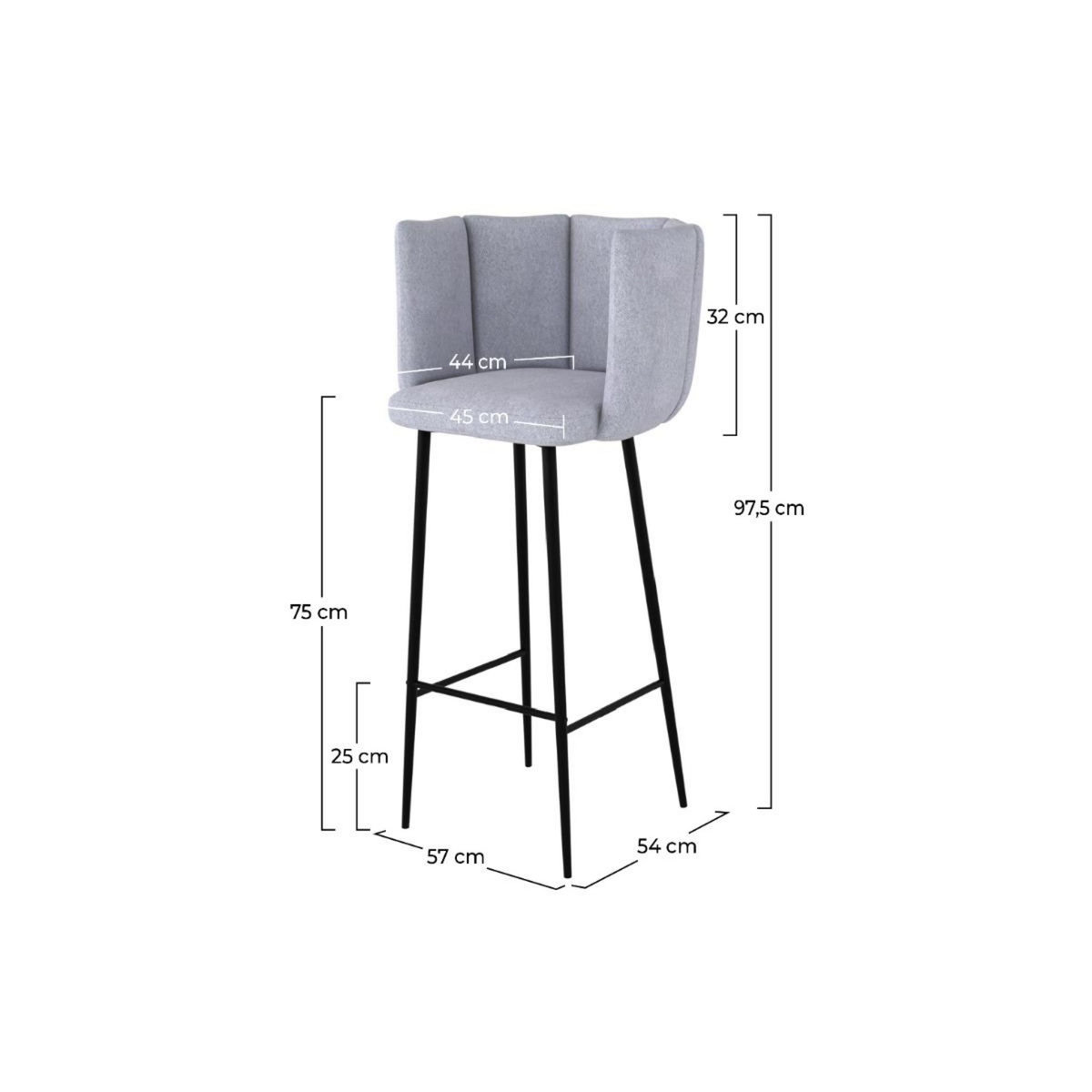 Rendez vous déco Chaise de bar Rosy en tissu 75 cm (lot de 2)