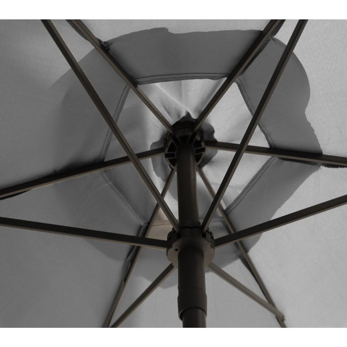 Habitat et Jardin Salon de jardin repas avec parasol en métal  Convivia  - 6 places - Gris clair