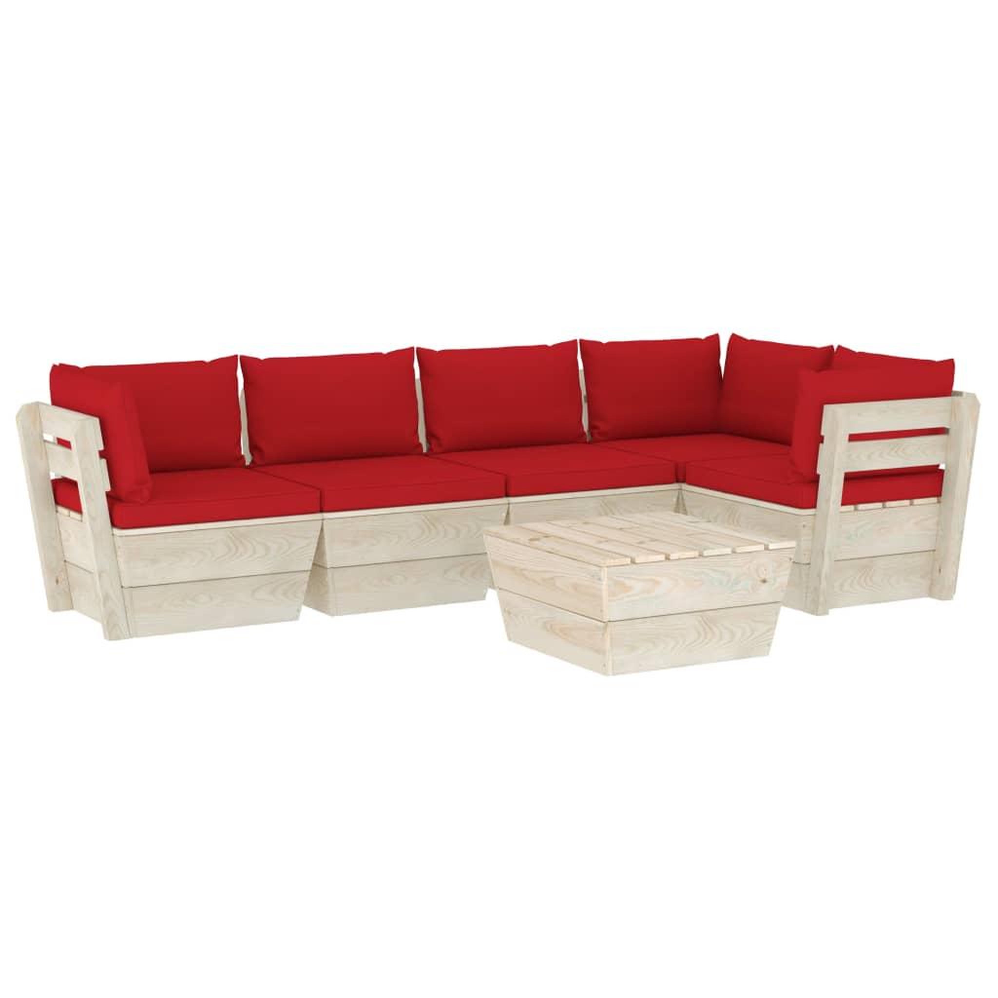 Voir la diapositive 2 : VIDAXL Salon de jardin palette 6 pcs avec coussins bois d'epicea