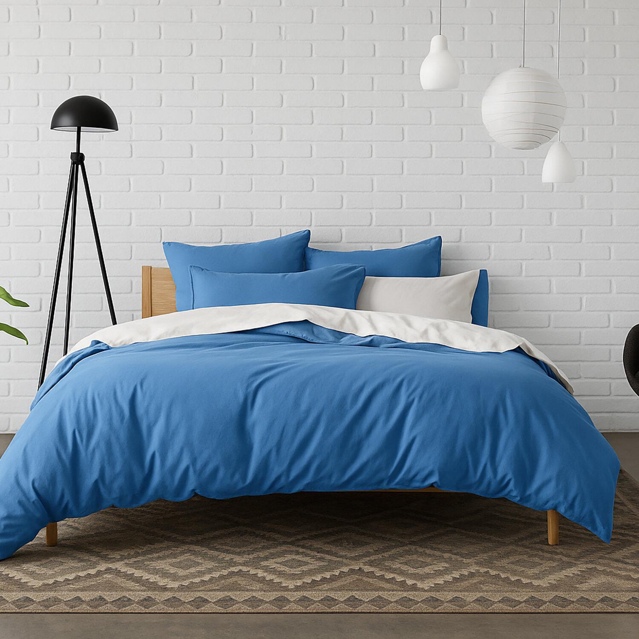 Voir la diapositive 3 : BATON ROUGE Housse de couette 100% percale de coton lavé 80fils/cm2, elegance