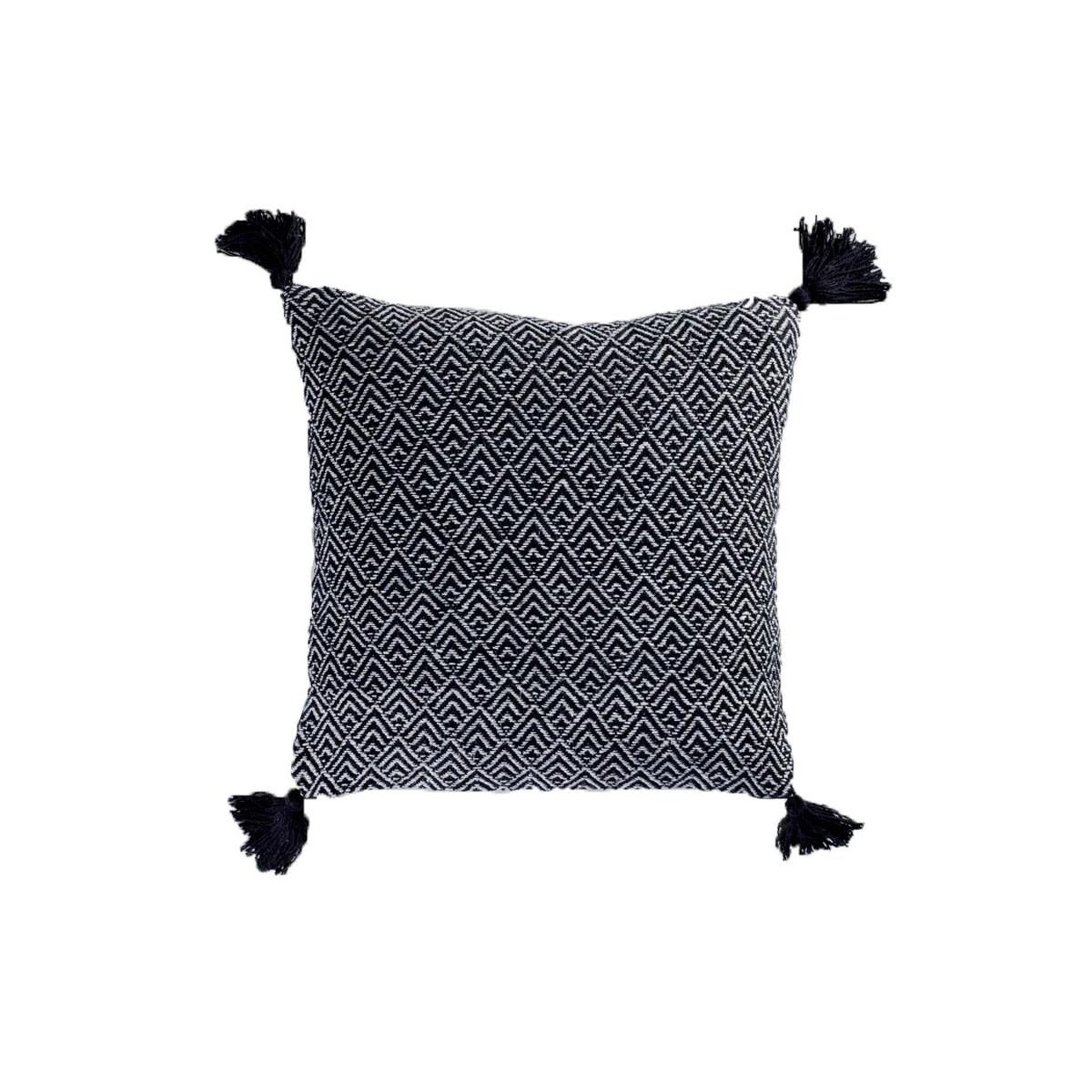 Douceur d'Intérieur Coussin déco à pompons  delios  40x40cm noir