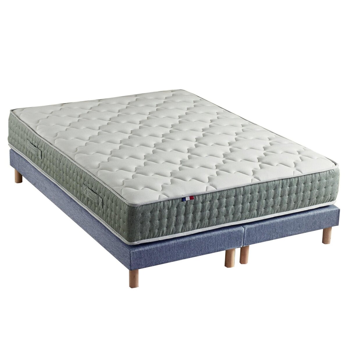 IDLITERIE Ensemble + matelas Ressort 7 zones Face Hiver/Eté différente HYGGE Fabriqué en France