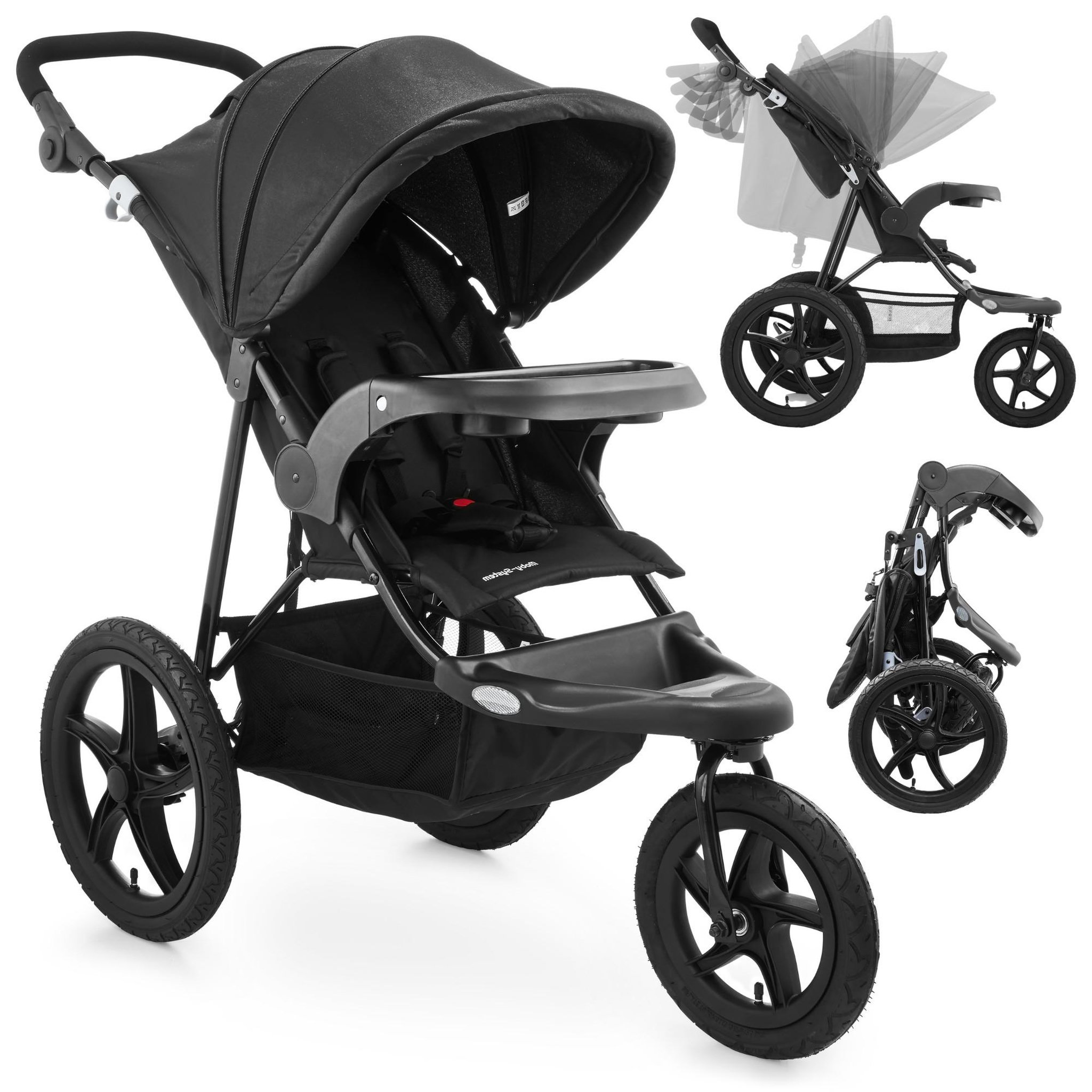 Voir la diapositive 4 : MOBY SYSTEM Poussette Bébé 3 Roues Pliable, 15 kg Max, Facile à Tourner, Ceinture 5 Points, Tout Terrain
