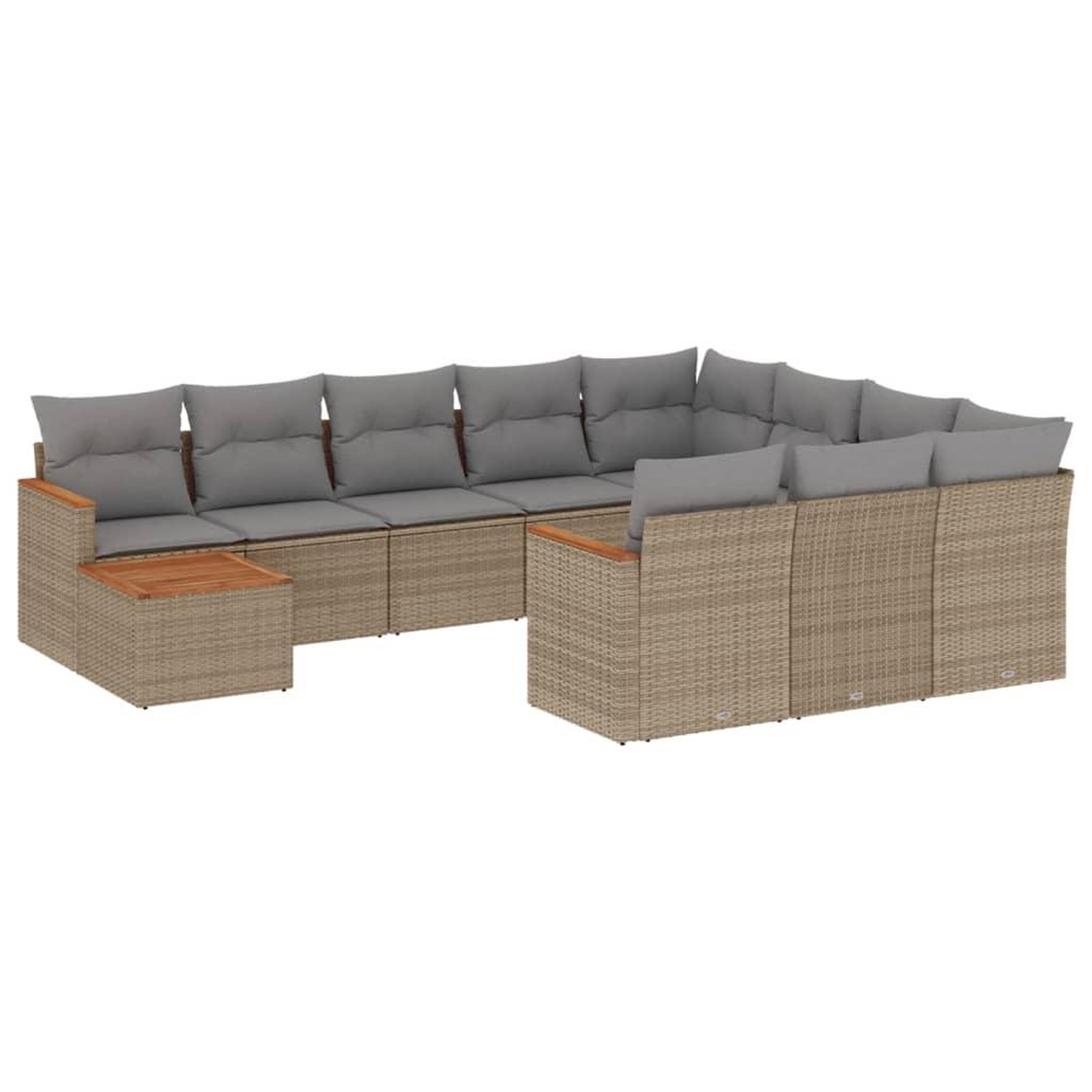 Voir la diapositive 2 : VIDAXL Salon de jardin et coussins 11 pcs melange beige resine tressee
