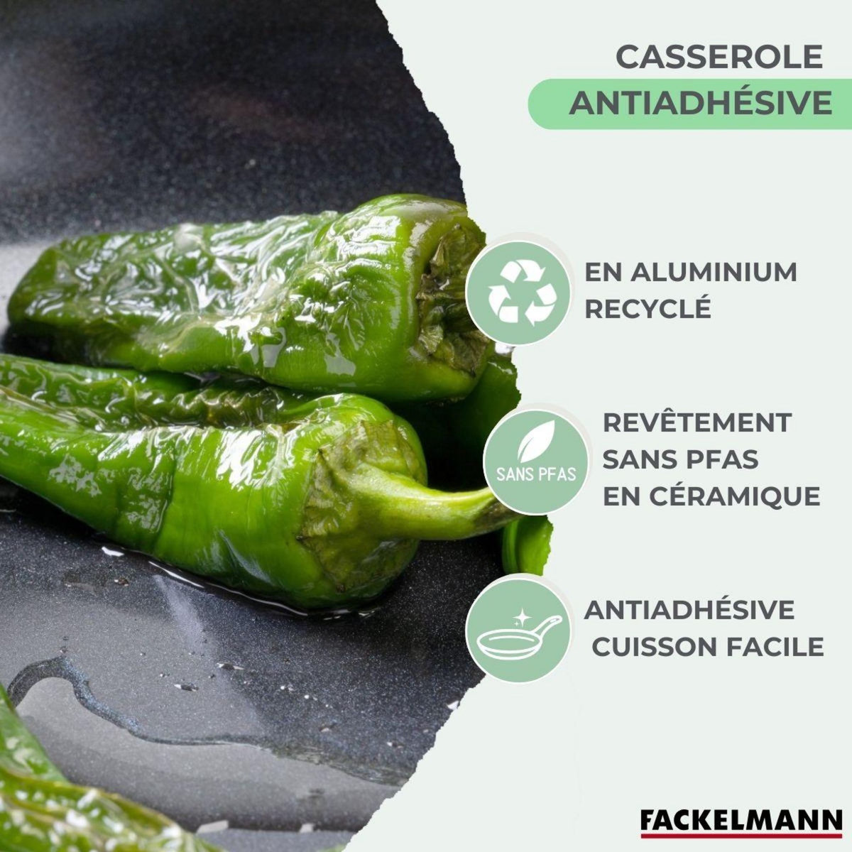 Fackelmann Casserole 16 cm aluminium revêtement céramique antiadhésif sans PFAS Fackelmann Brandao