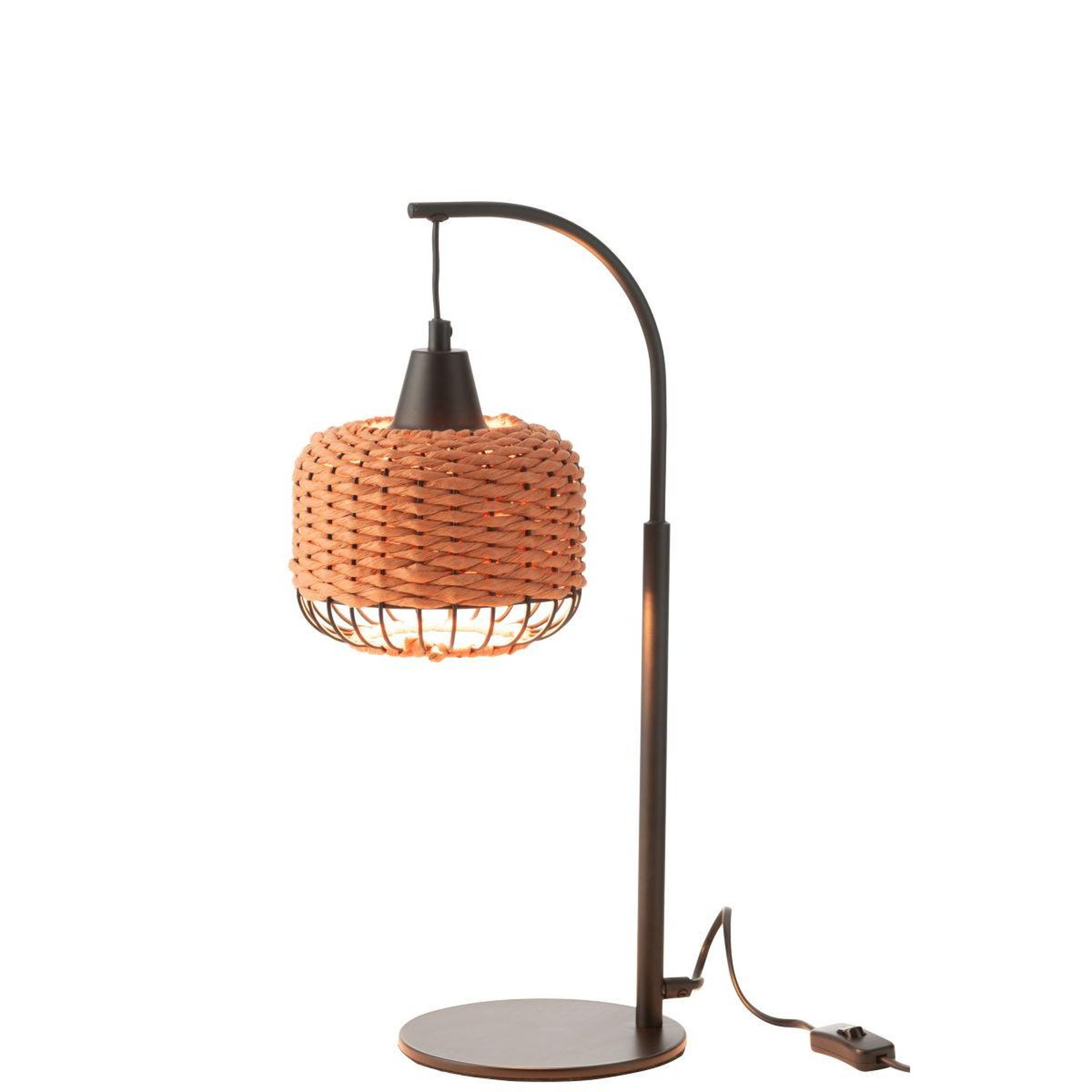 Voir la diapositive 2 : J-LINE Lampe à poser lanterne en métal  eldon  52cm orange
