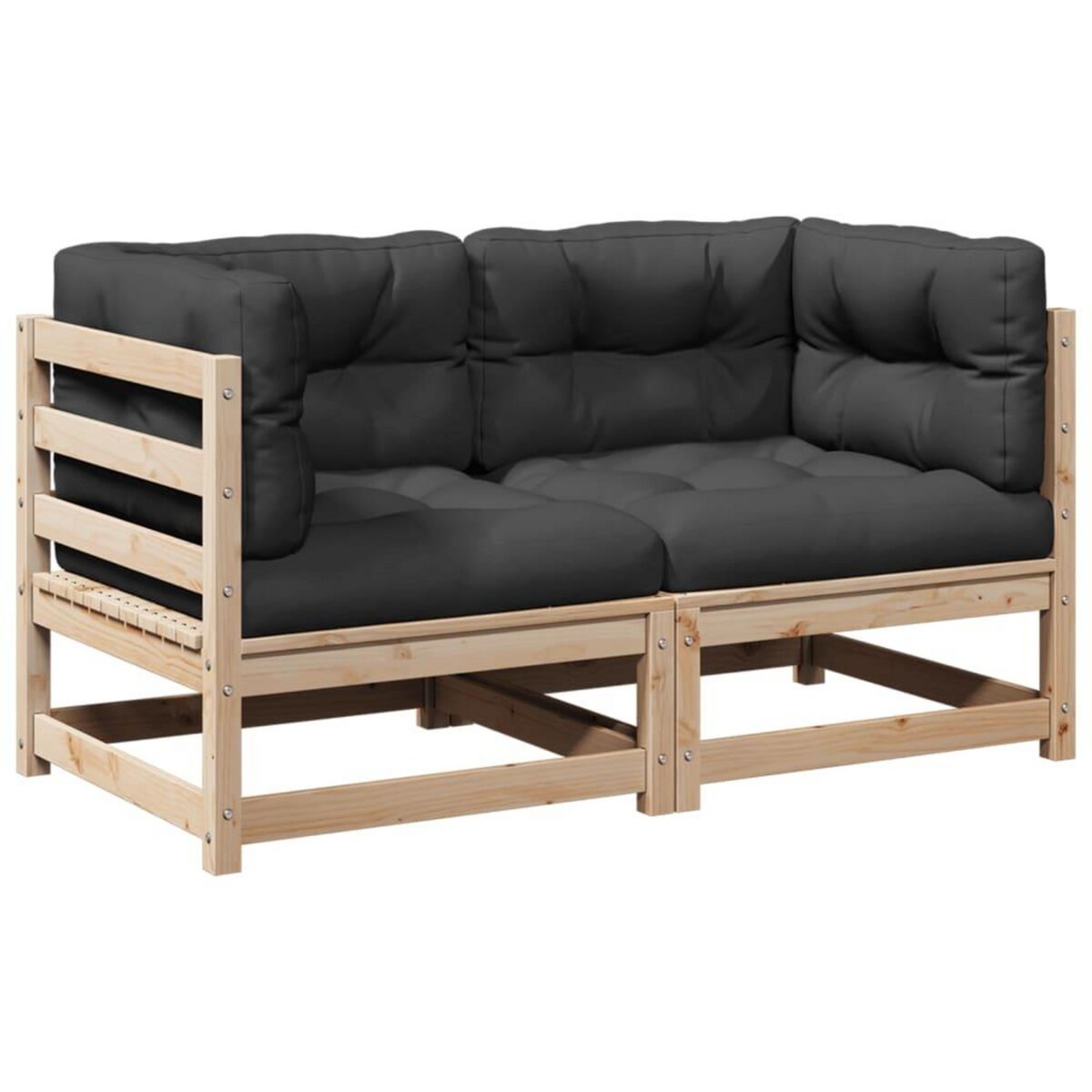 VIDAXL Salon de jardin 2 pcs avec coussins bois de pin massif