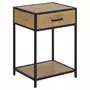 TOILINUX Table de chevet ou d'appoint 1 étagère et un tiroir en MDF et métal - Marron et Noir