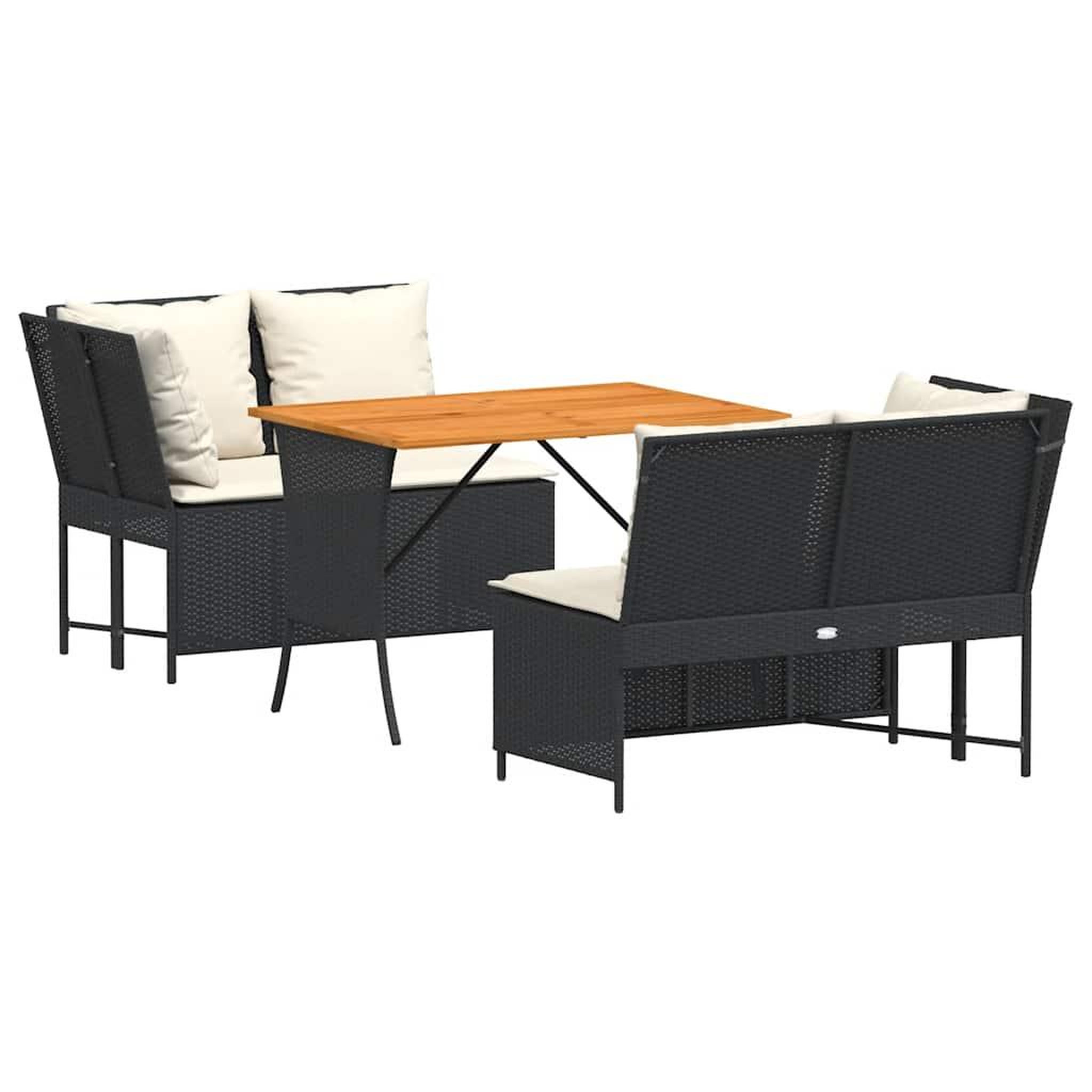 Voir la diapositive 2 : VIDAXL Salon de jardin 3 pcs avec coussins noir resine tressee
