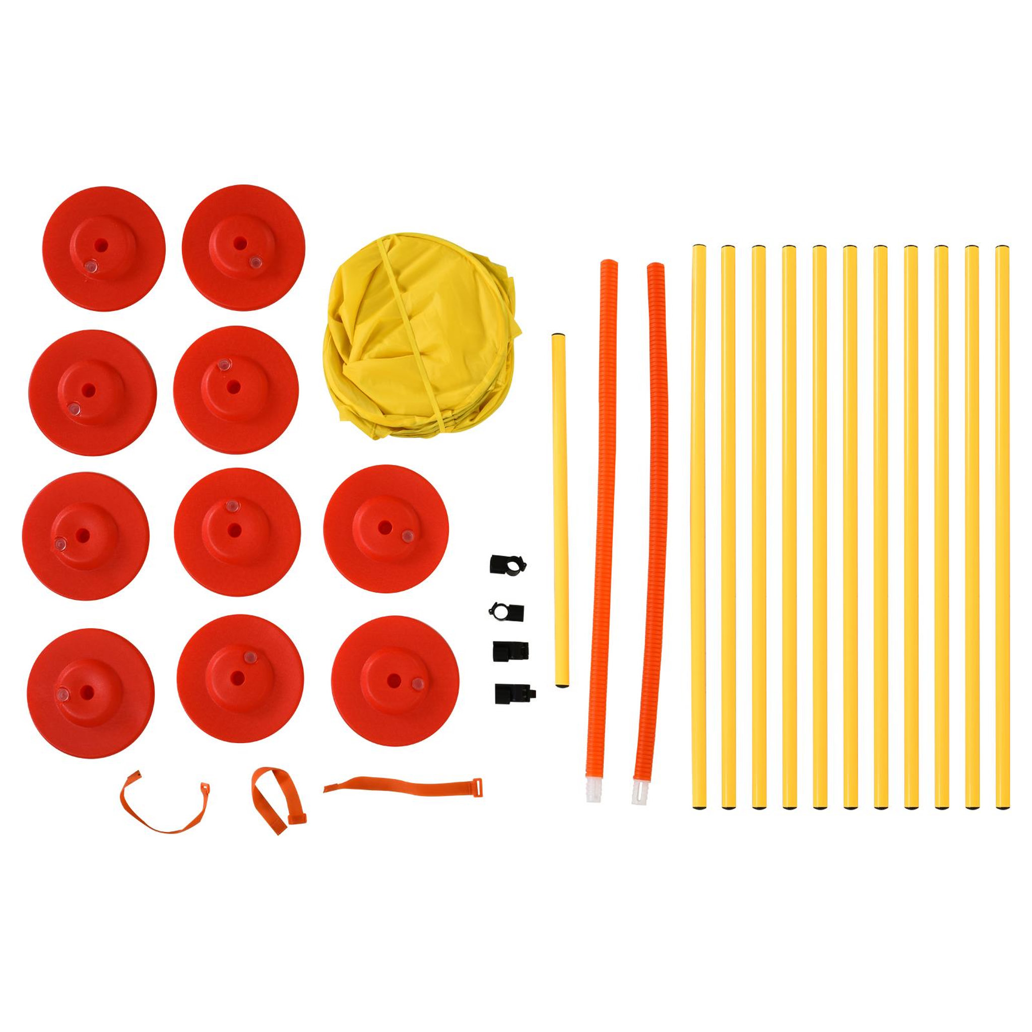 Voir la diapositive 5 : PAWHUT Agility sport pour chiens équipement complet haies, slalom, tunnel + sac de transport jaune