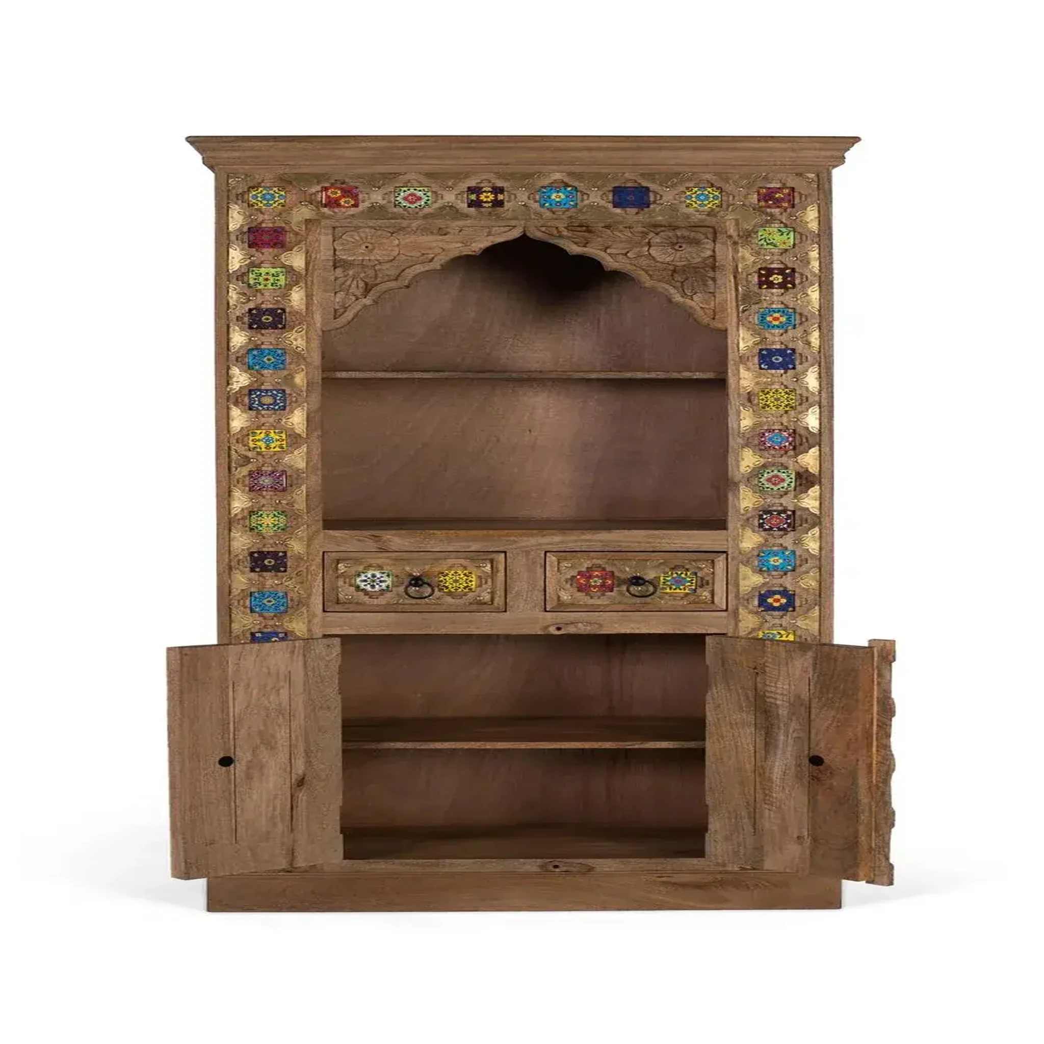 Voir la diapositive 2 : GINER Y COLOMER SL Bibliothèque en bois de manguier 90 cm style artisanal ethnique