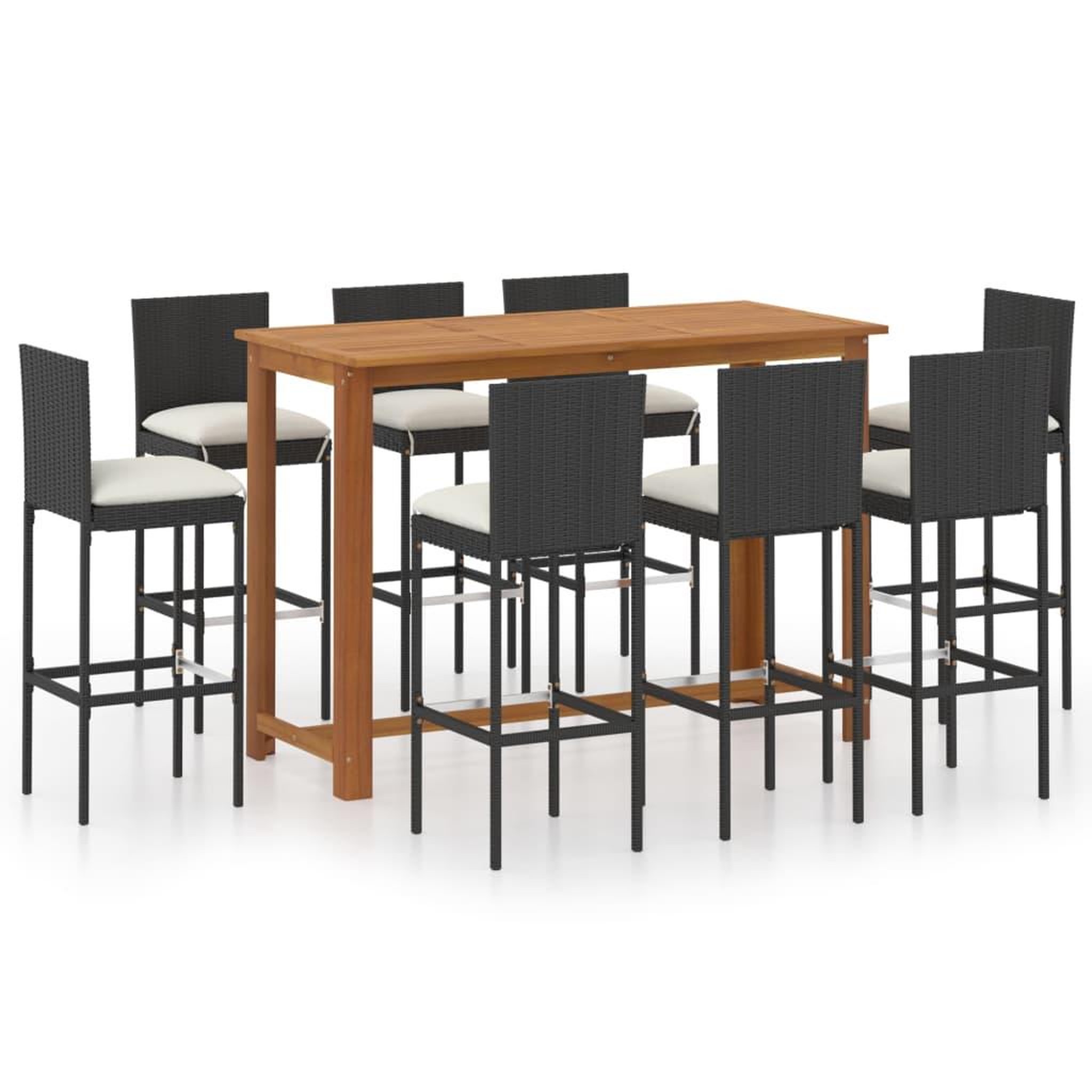 Voir la diapositive 2 : VIDAXL Ensemble de bar de jardin avec coussins 9 pcs Noir