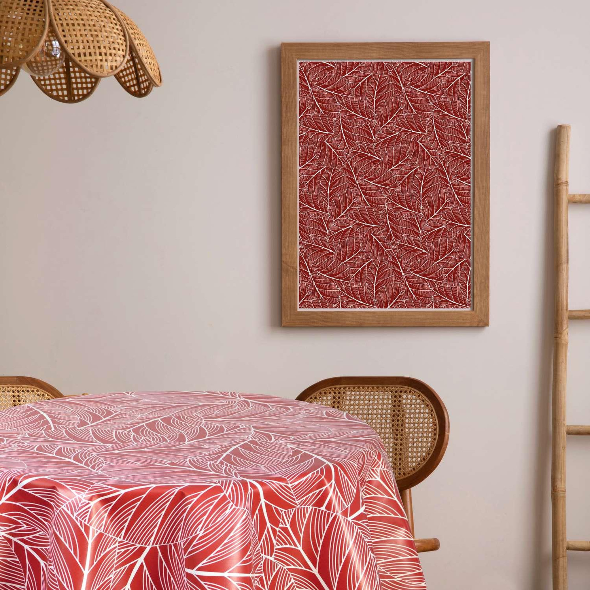 Voir la diapositive 2 : HABITABLE Nappe en toile cirée ronde Eloa - Diam. 135 cm - Rouge