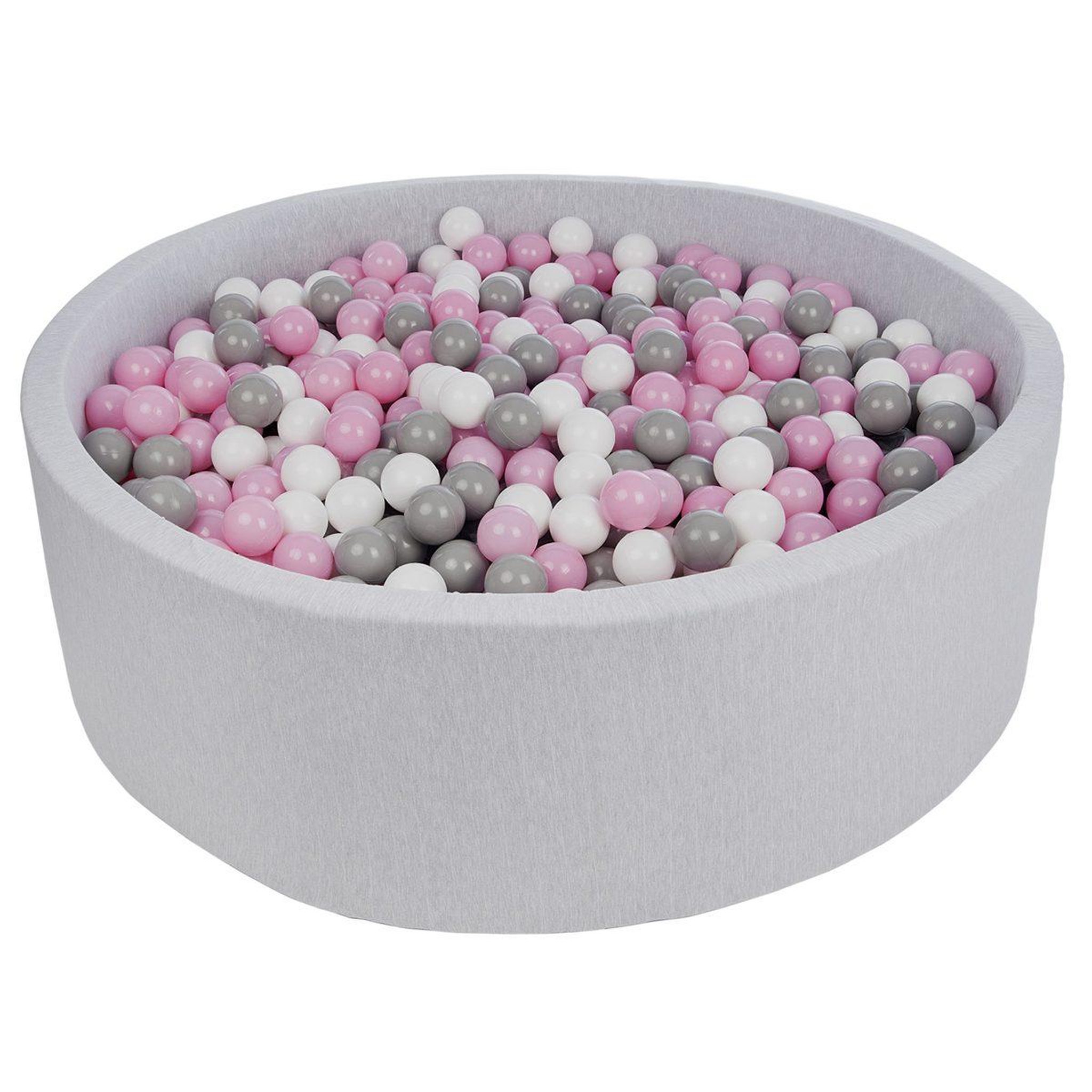 VELINDA Piscine à balles pour enfant, diamètre env.125 cm + 1200 balles blanc,rose clair,gris