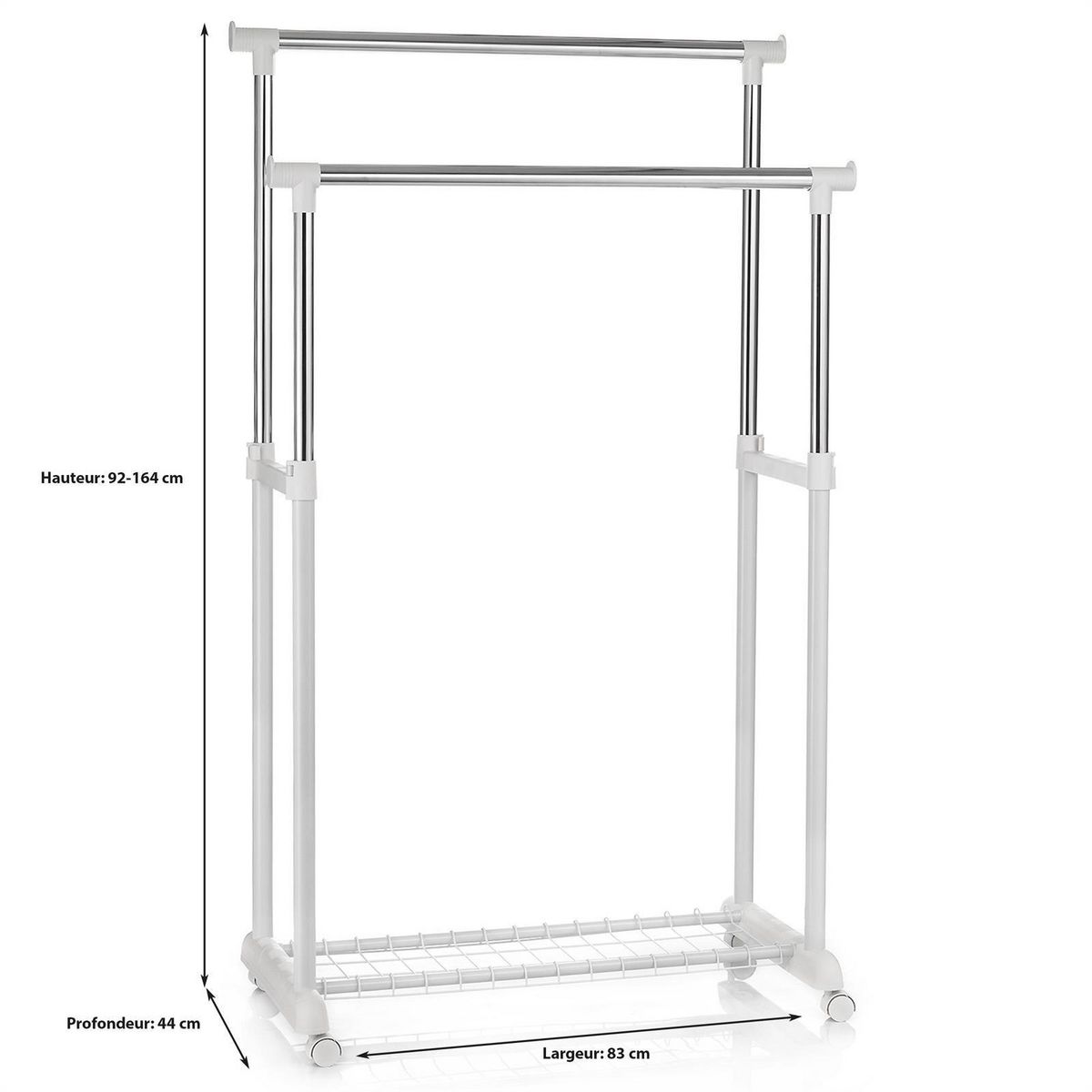 IDIMEX Portant à vêtements GROSSO, en métal chromé