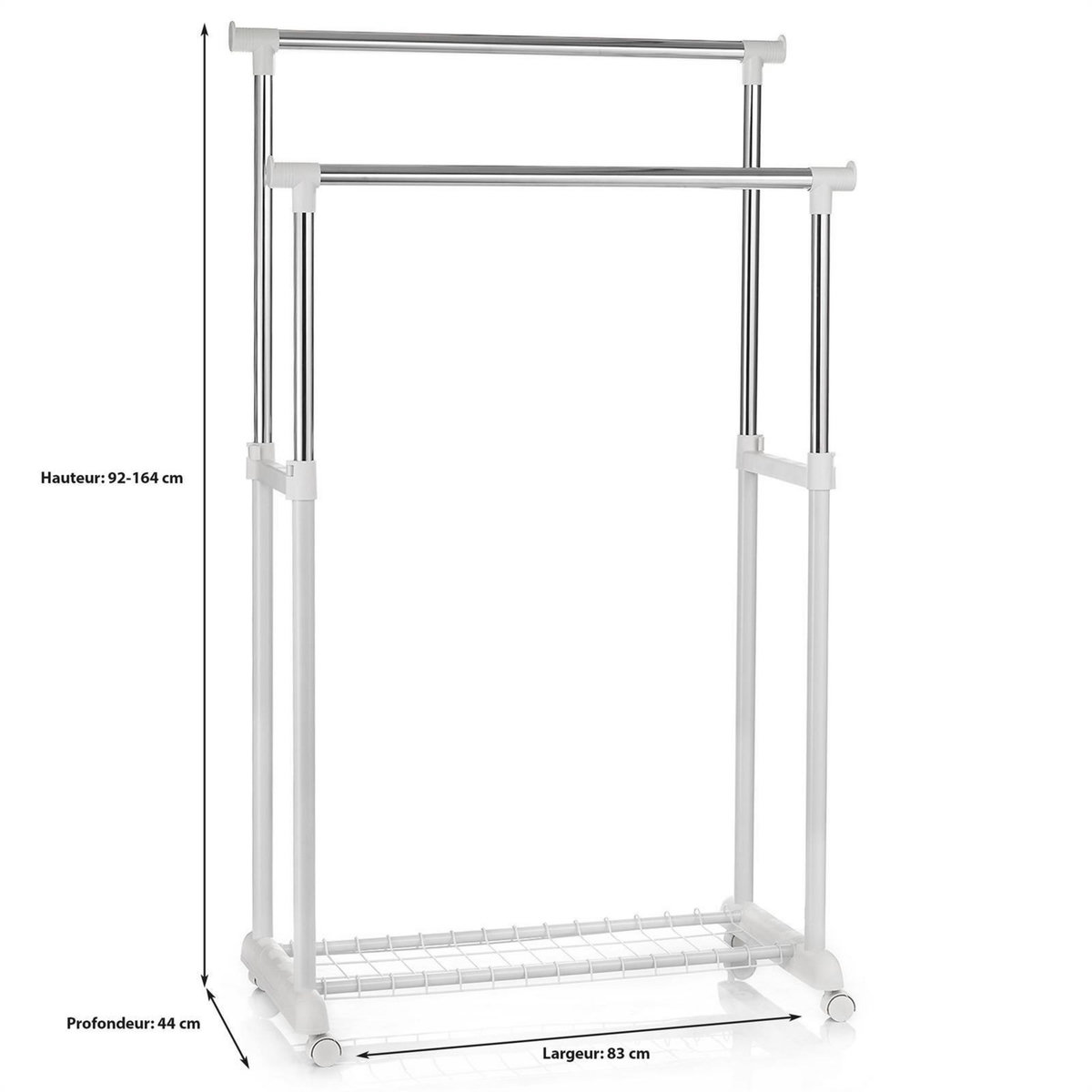 IDIMEX Portant à vêtements GROSSO, en métal chromé